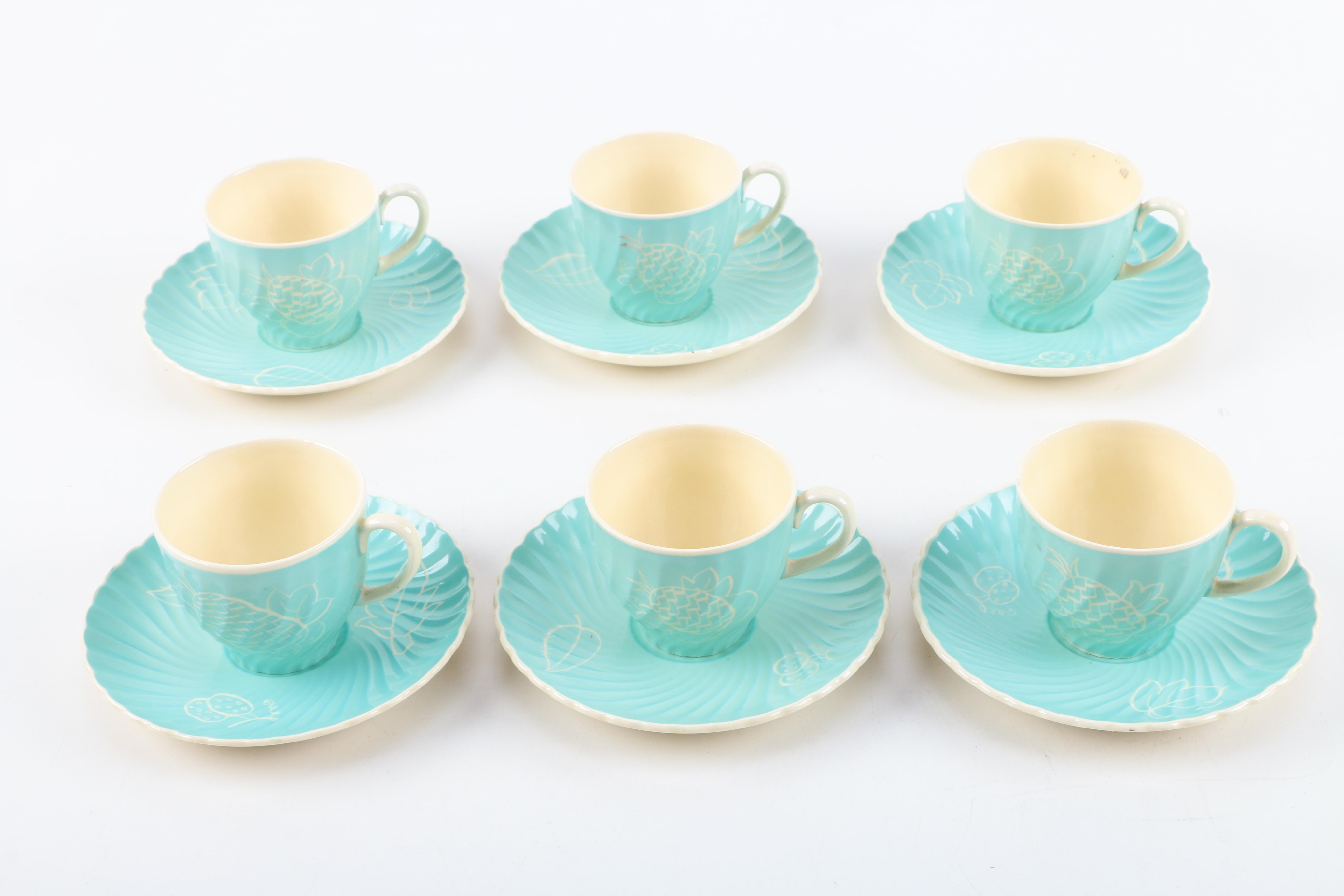 Susie Cooper Spiral Teacups and Saucers