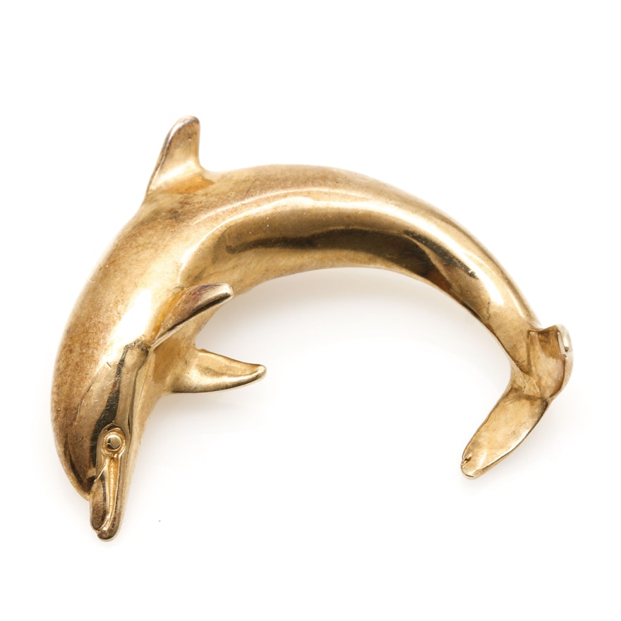 14K Yellow Gold Dolphin Pendant