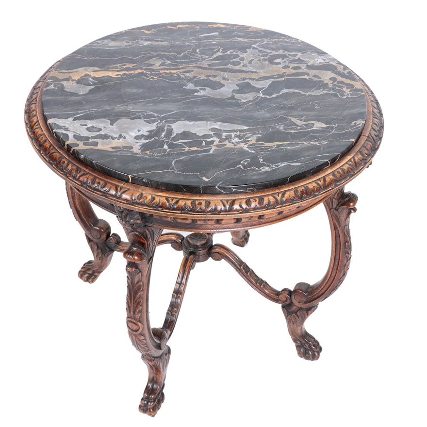 Vintage Empire Style Marble Top Side Table