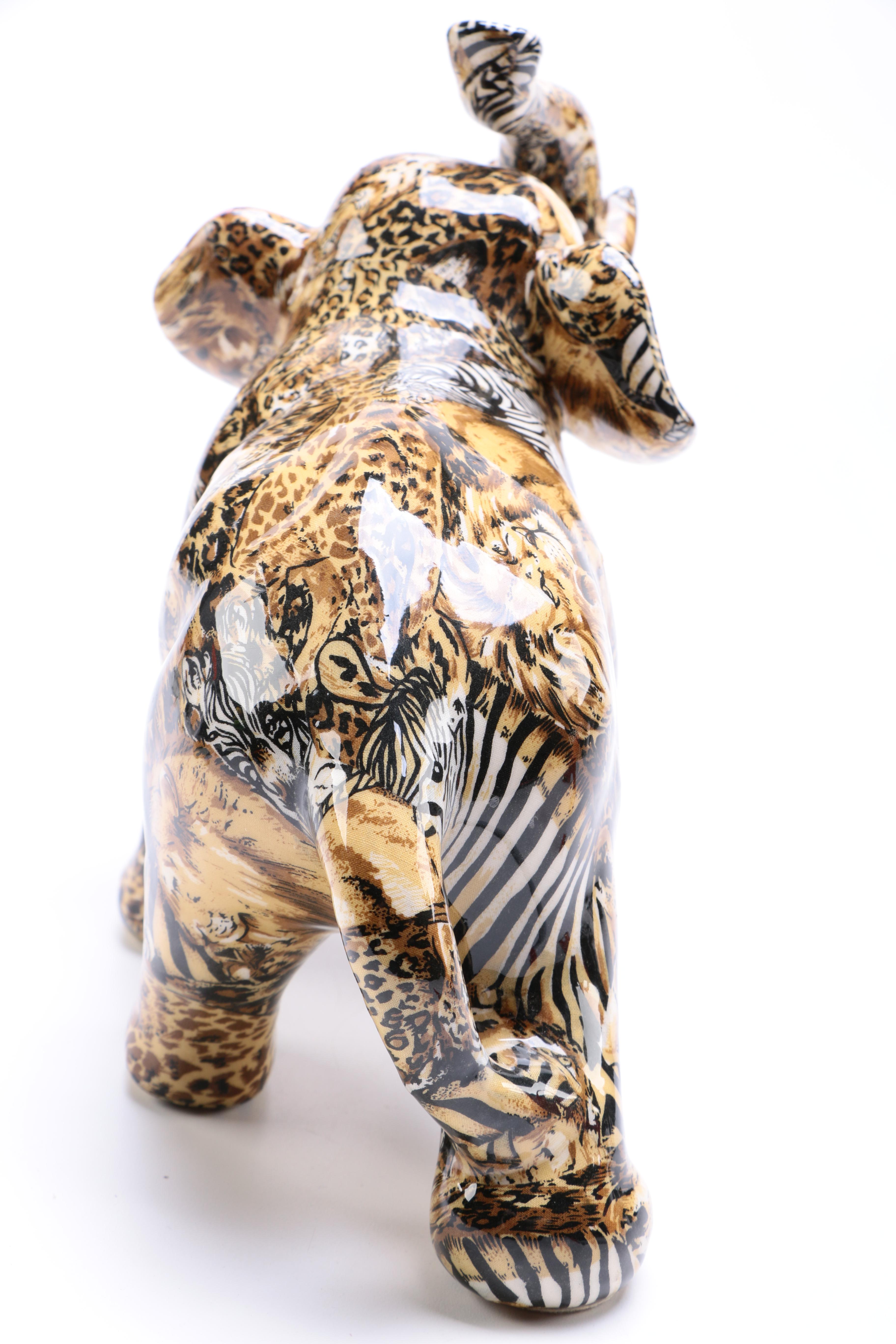 Artisan Pattern Elephant Figurines