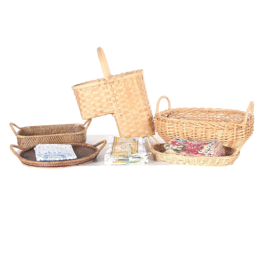 Assorted Baskets and Table Linens