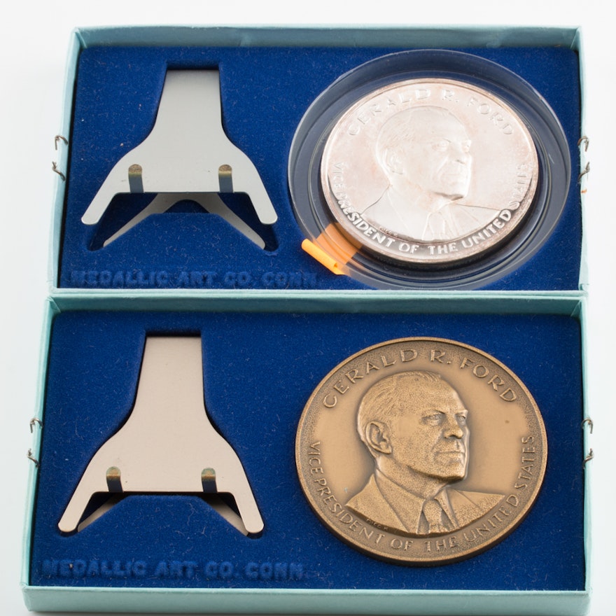 1973 Bronze and Silver Gerald Ford Vice Presidential Medals