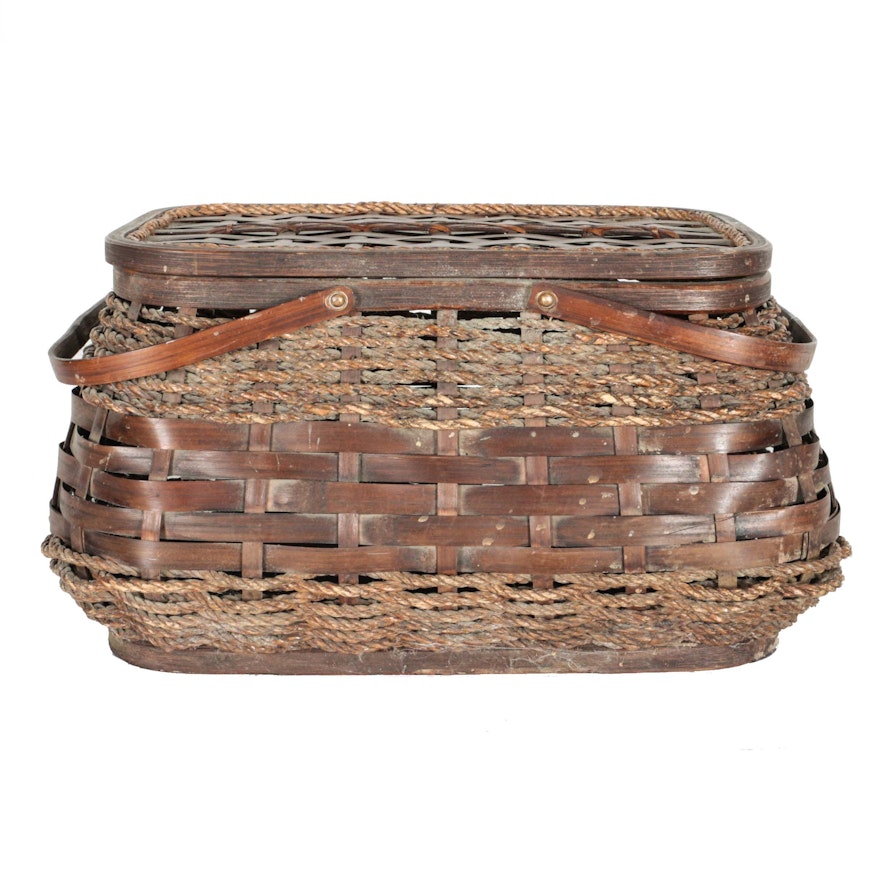 Brown Wooden Picnic Basket