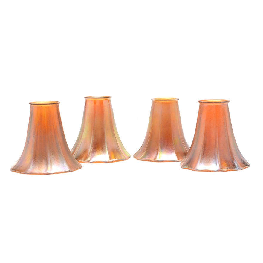 Steuben Style Iridescent Art Glass Shades