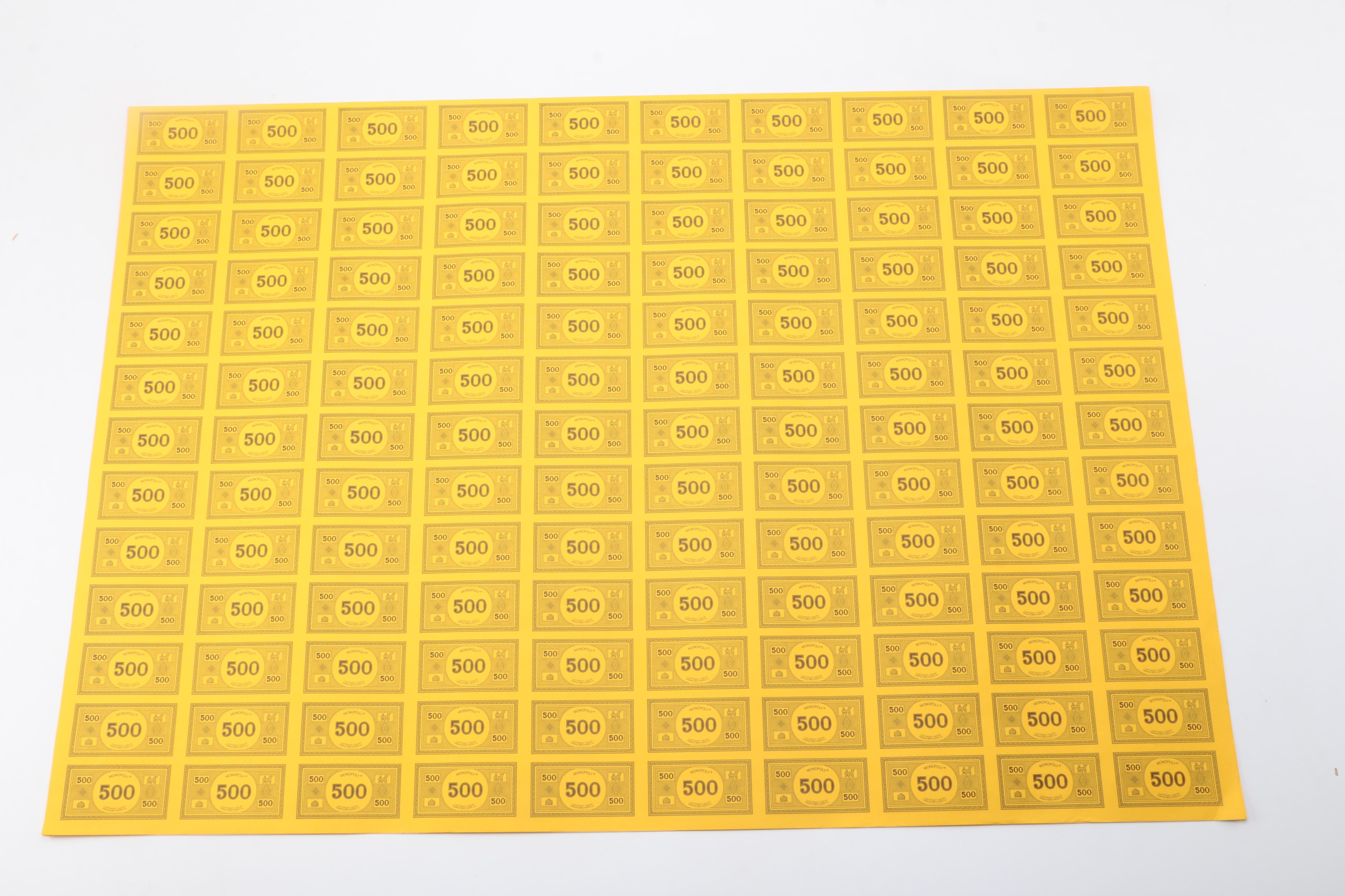 Uncut "Monopoly" Money Sheets