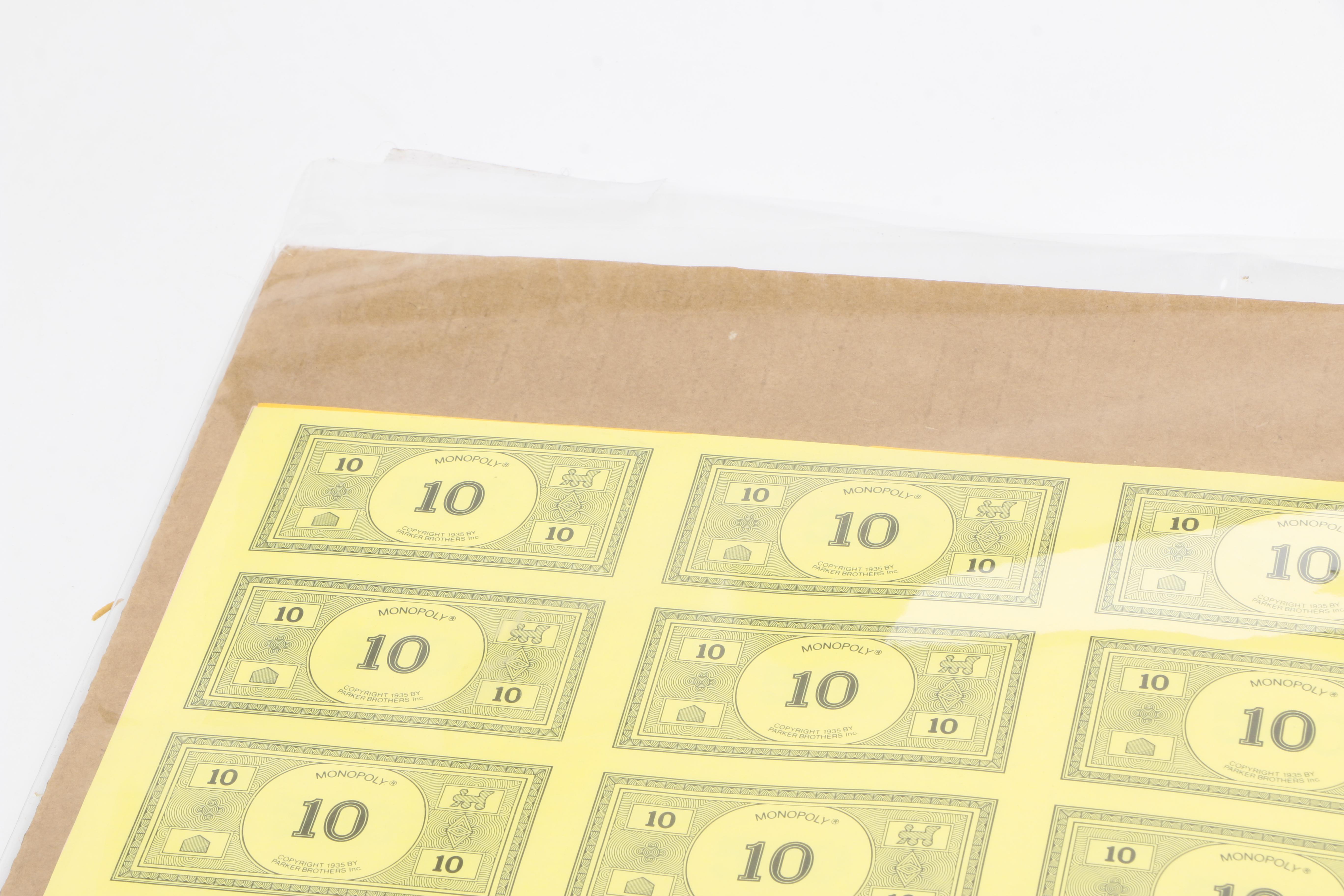 Uncut "Monopoly" Money Sheets