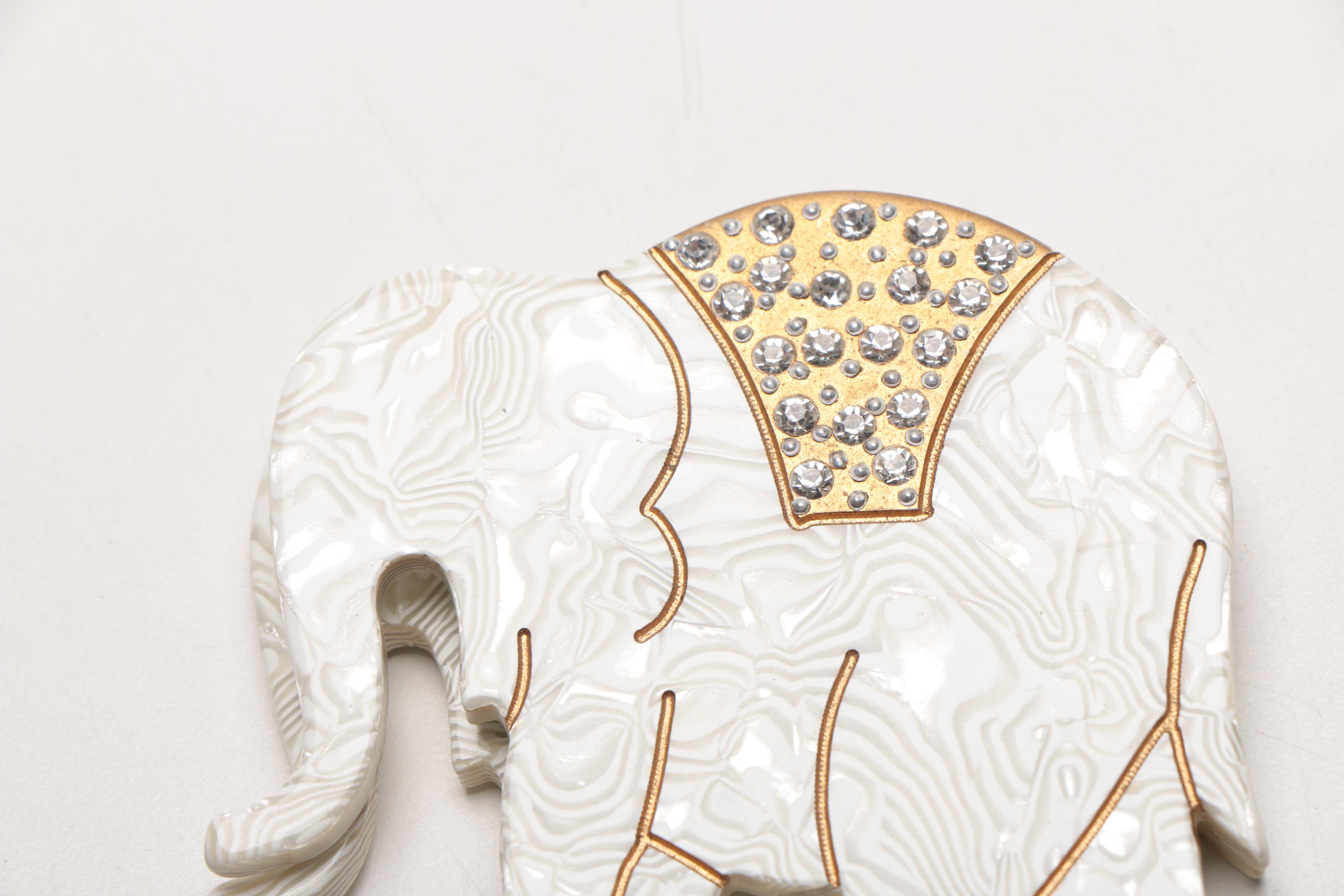 Celluloid Rhinestone Elephant Hand Mirror