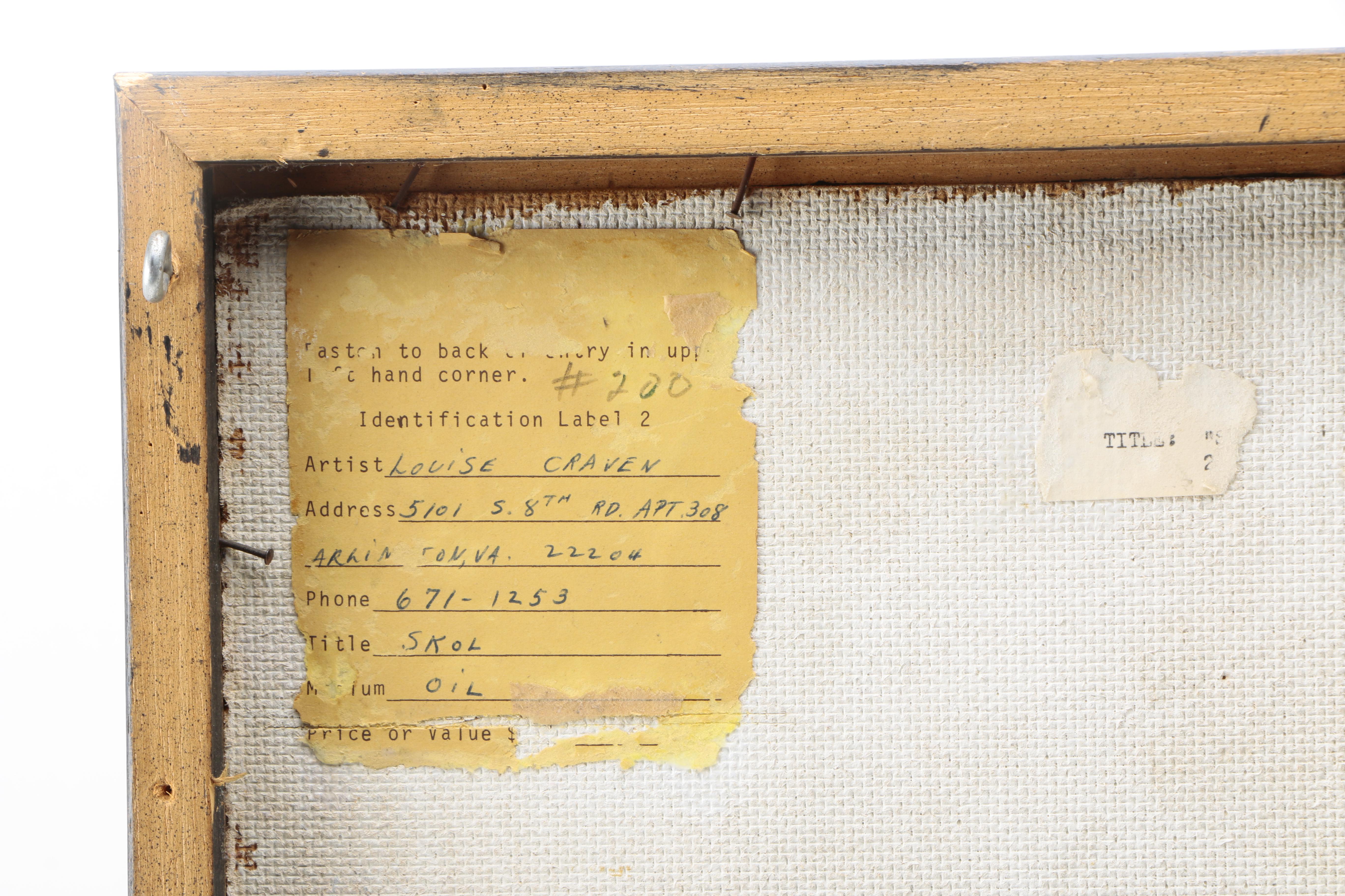 Louise Craven Oil Painting on Masonite "Skol"