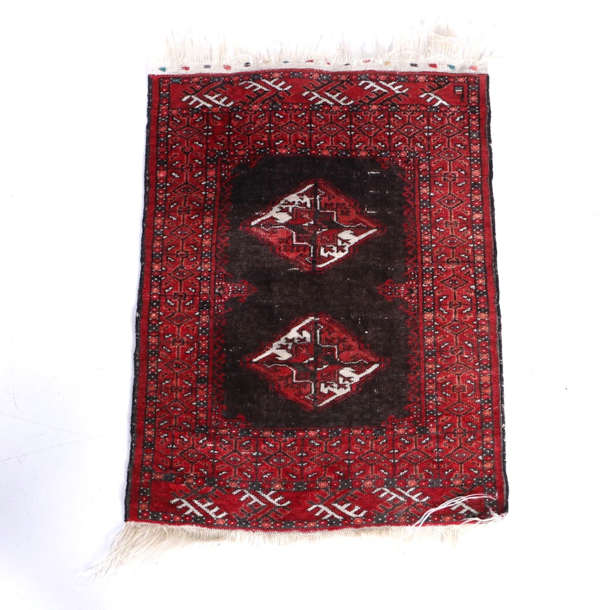 Hand-Knotted Afghan Bokhara Accent Rug