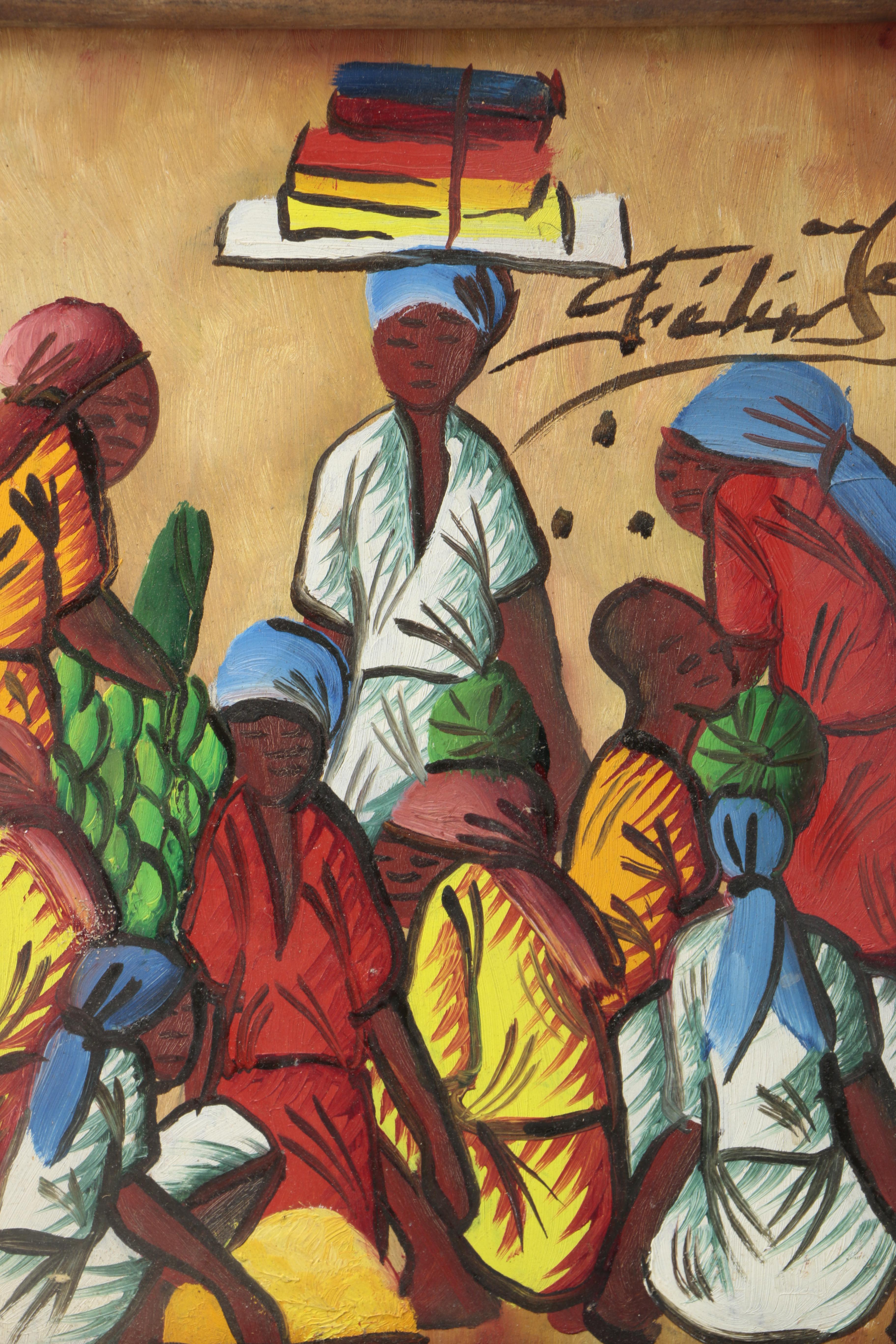 Félix Jean Oil Paintings of Market Scenes