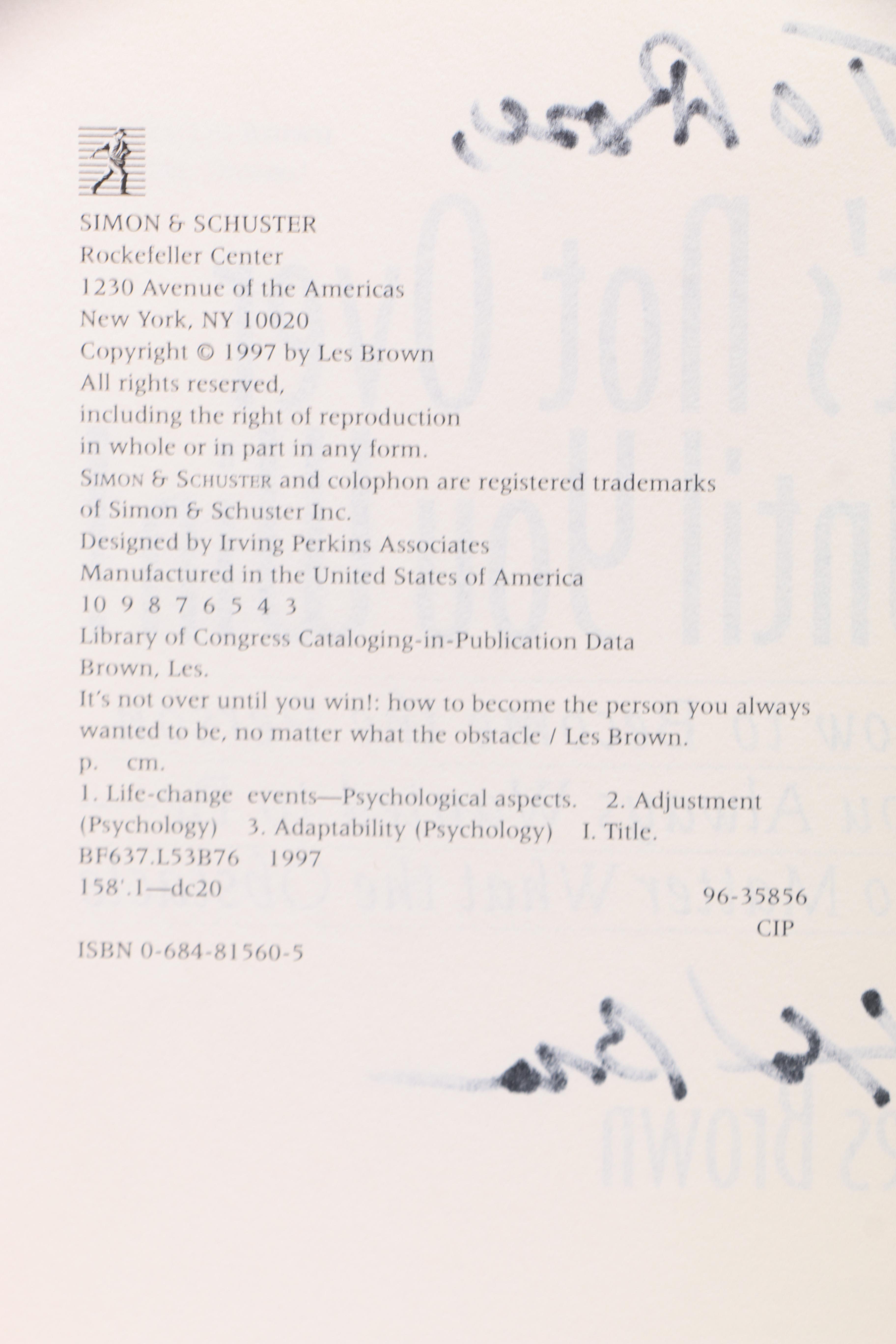 Signed Copy of "It's Not Over Until You Win" by Les Brown