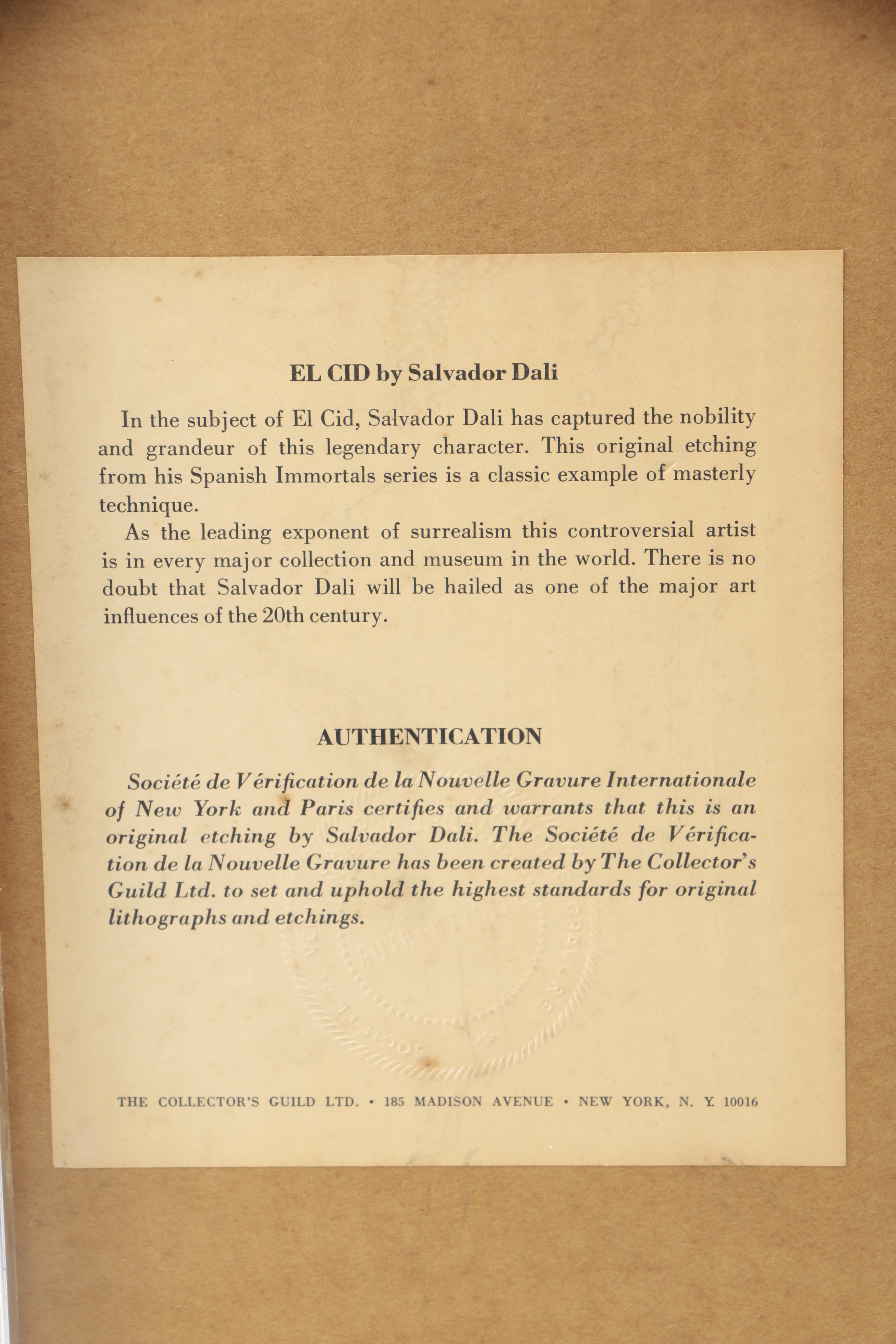 Restrike Etching After Salvador Dalí's "El Cid"