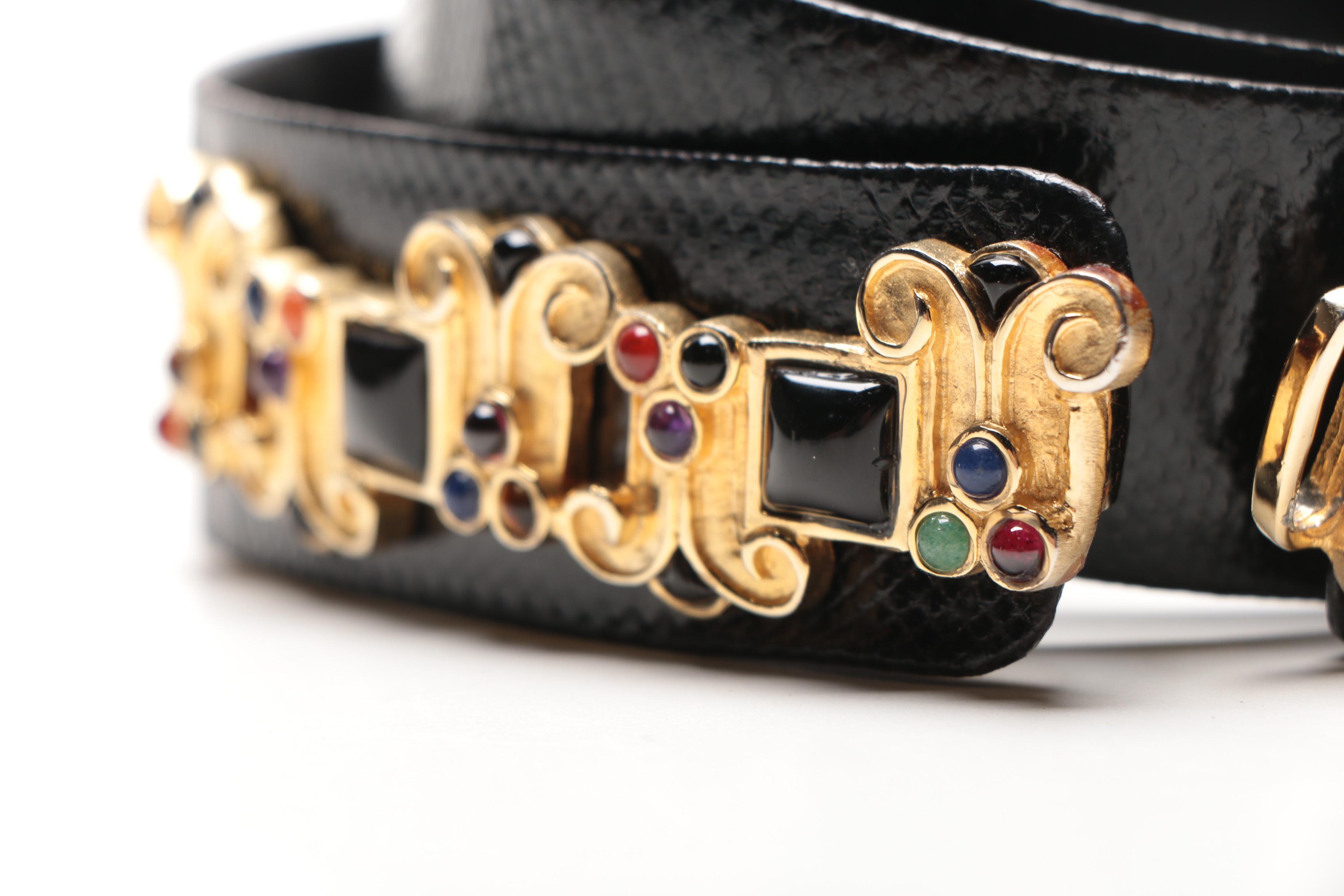 Judith Leiber Embossed Leather Belt