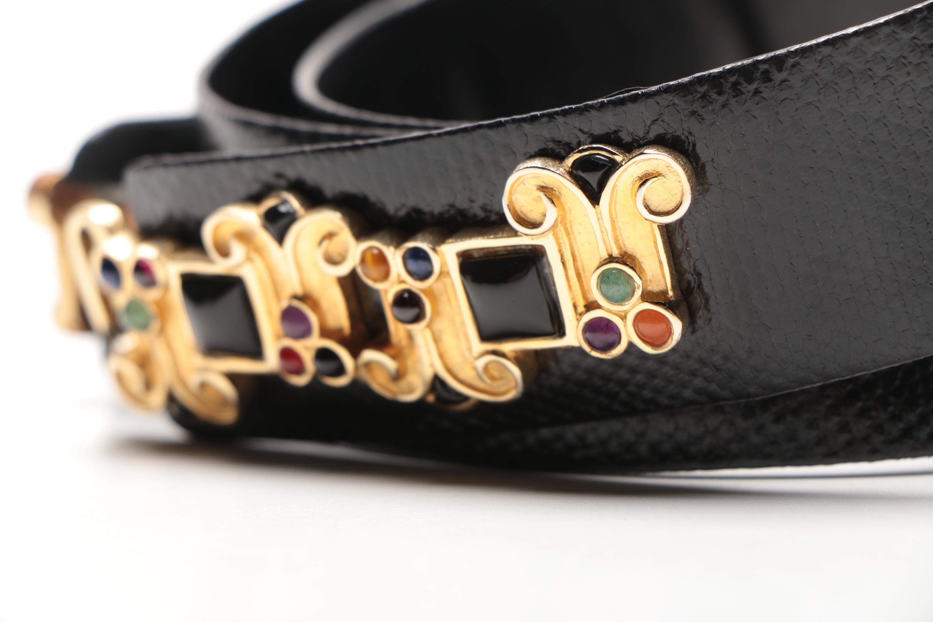 Judith Leiber Embossed Leather Belt