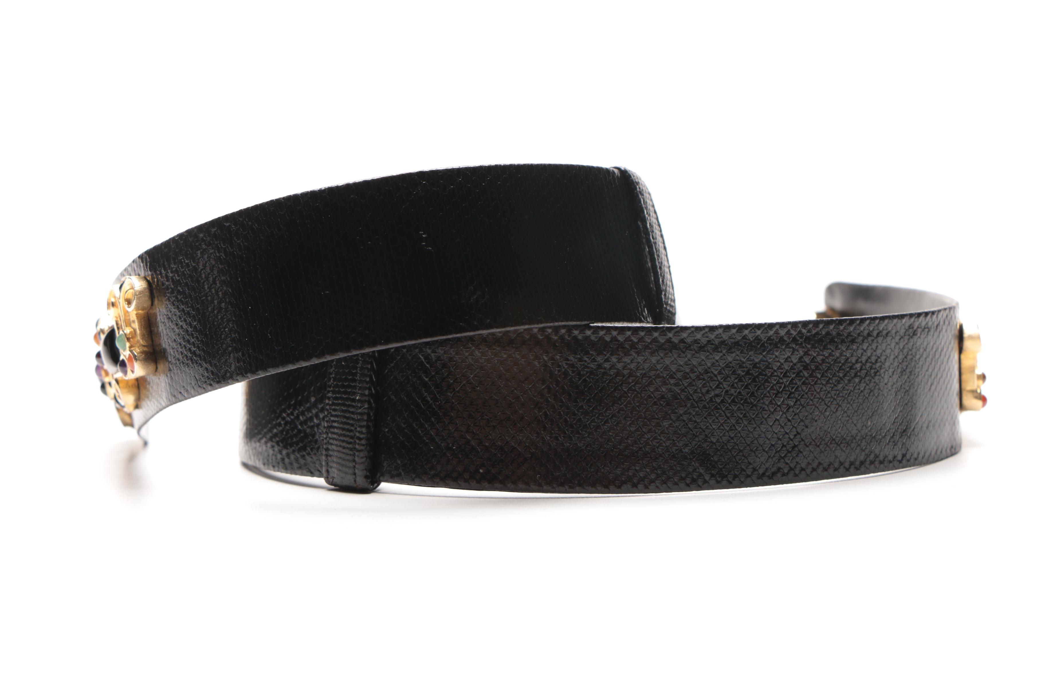 Judith Leiber Embossed Leather Belt