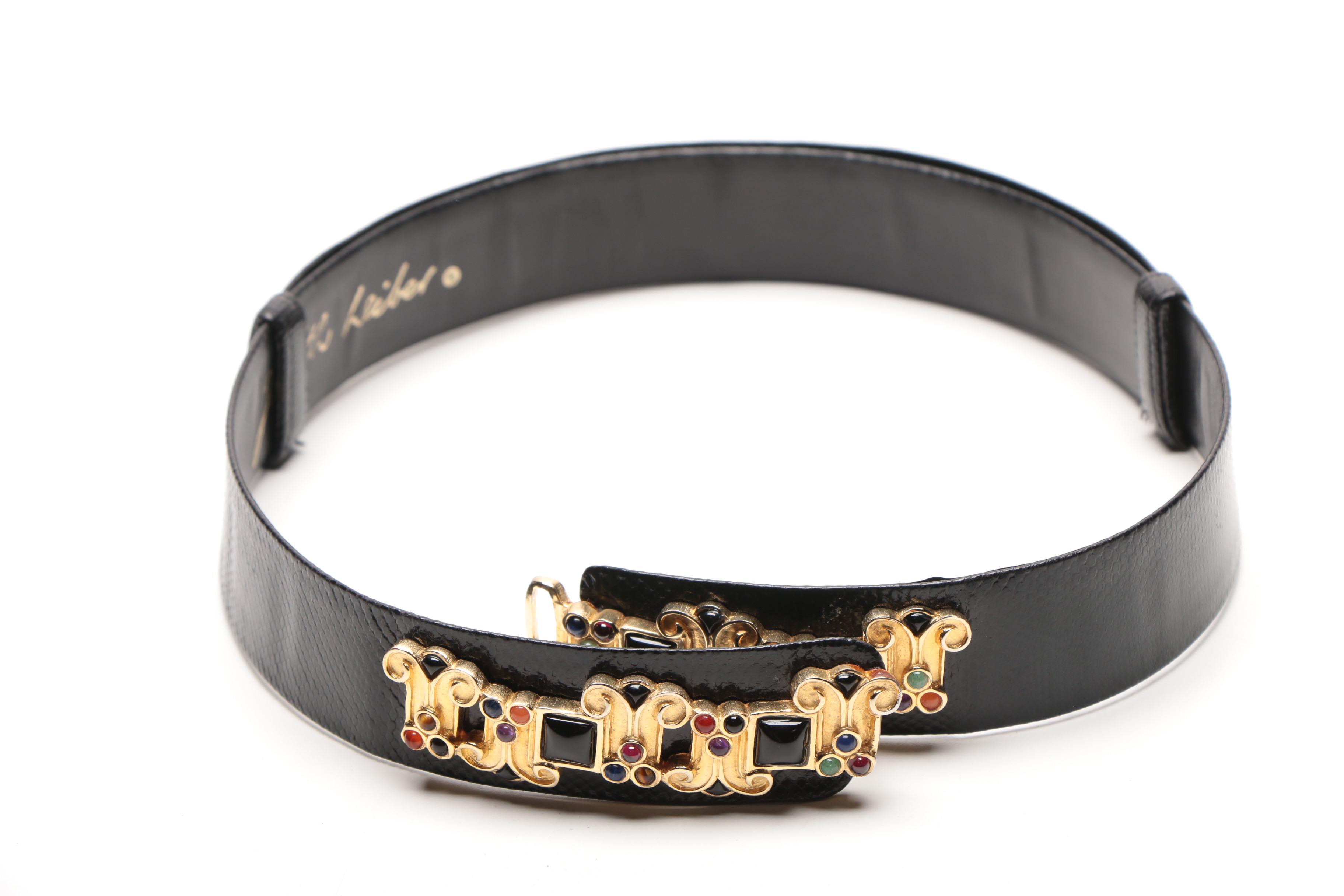 Judith Leiber Embossed Leather Belt