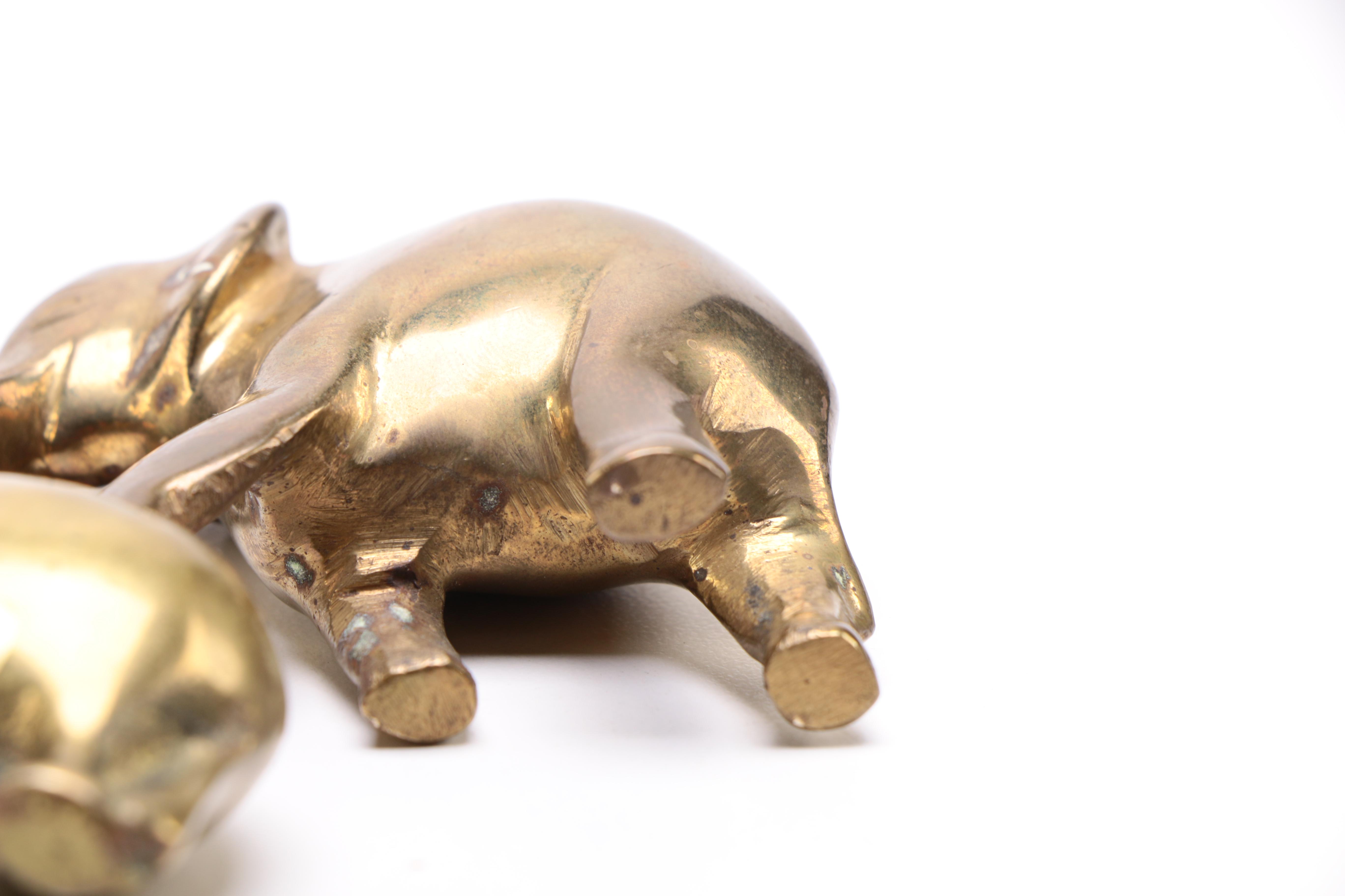 A Collection of Five Brass Elephants