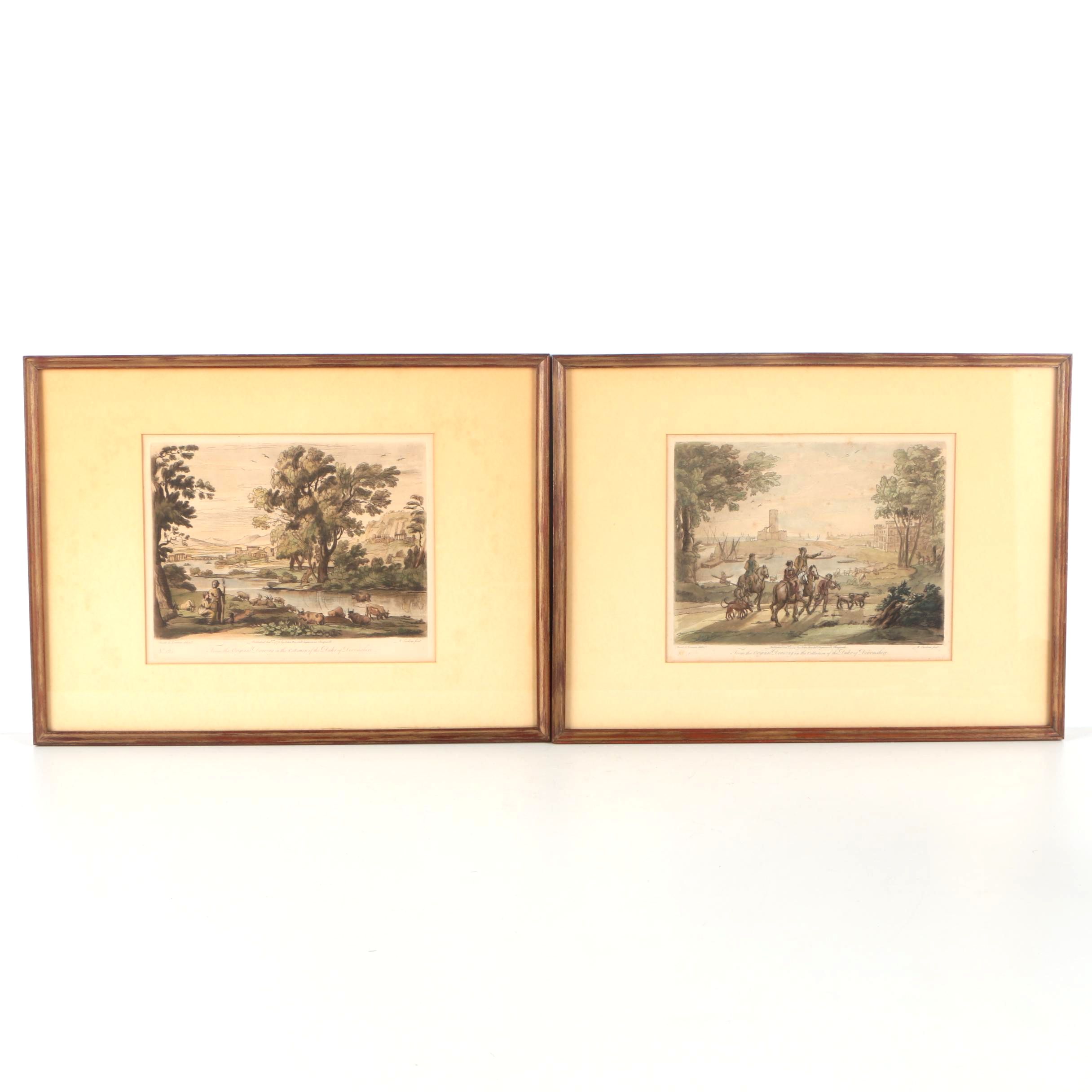 Richard Earlom "Liber Veritatis" Etchings With Mezzotint After Claude de Lorrain