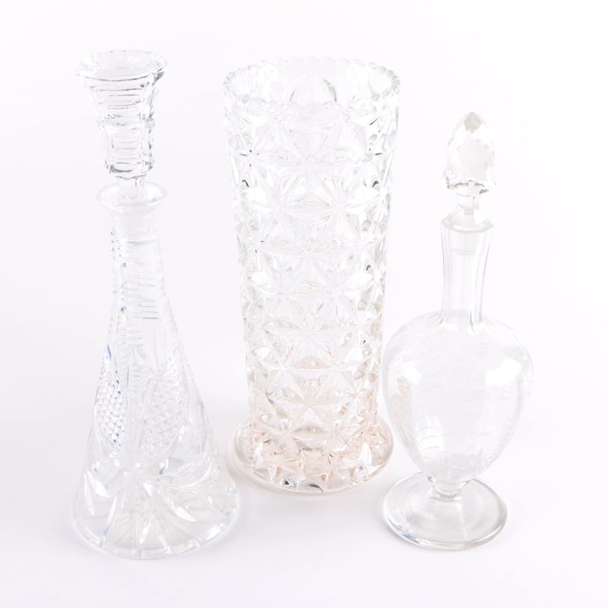 Glassware Decanters and Vase