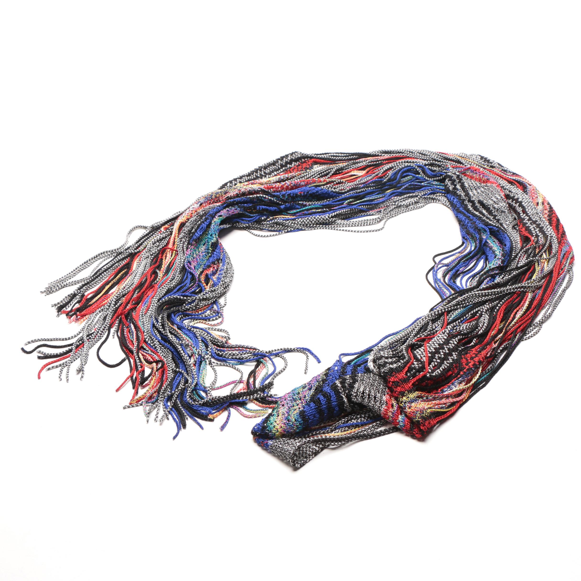 Missoni Multi Color Striped Knit Scarf