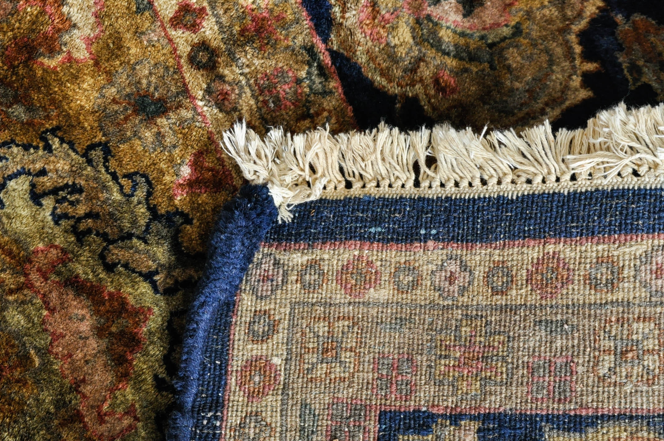 Hand-Knotted Silk or Art Silk Blend Persian-Style Area Rug