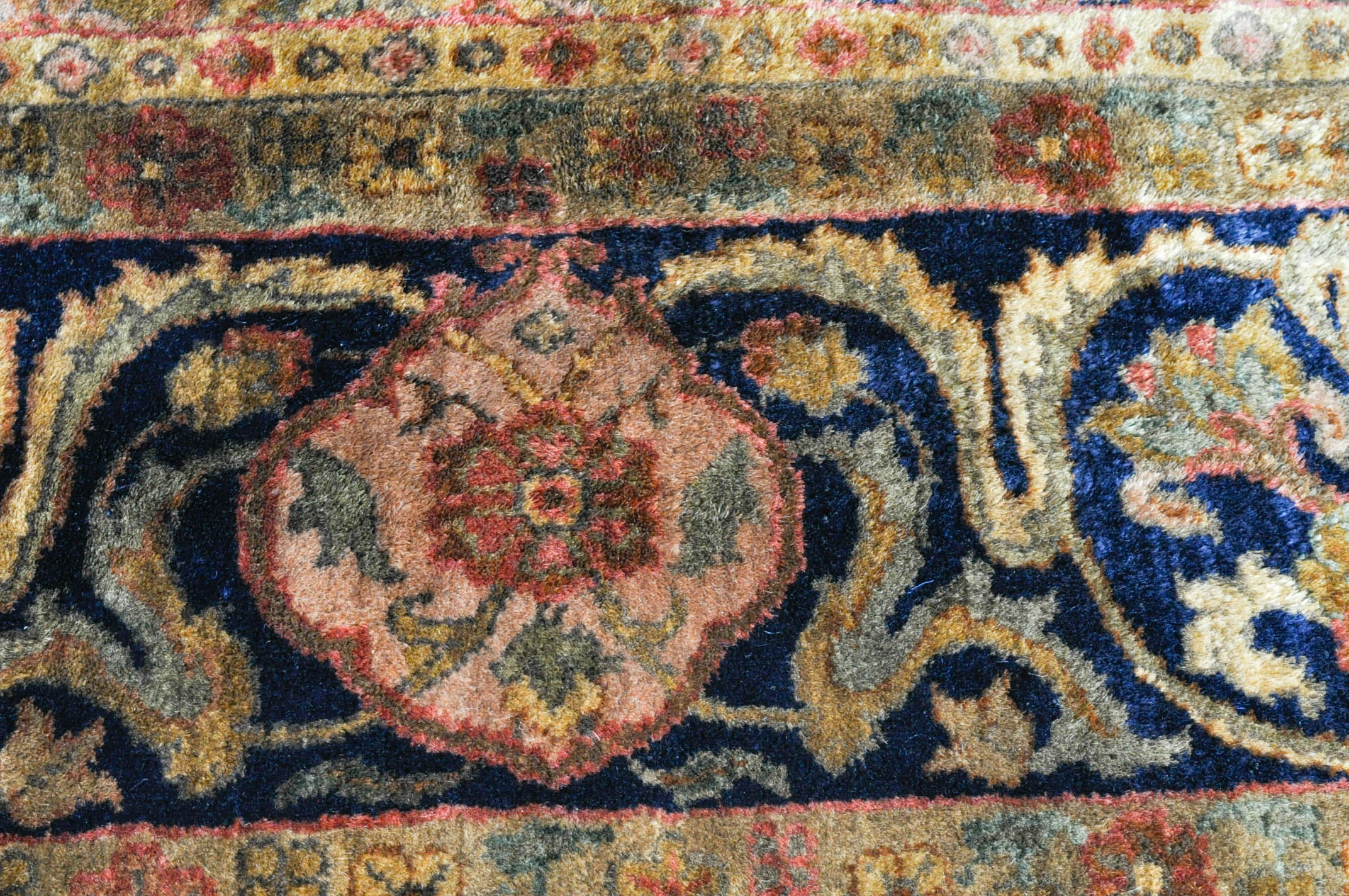 Hand-Knotted Silk or Art Silk Blend Persian-Style Area Rug