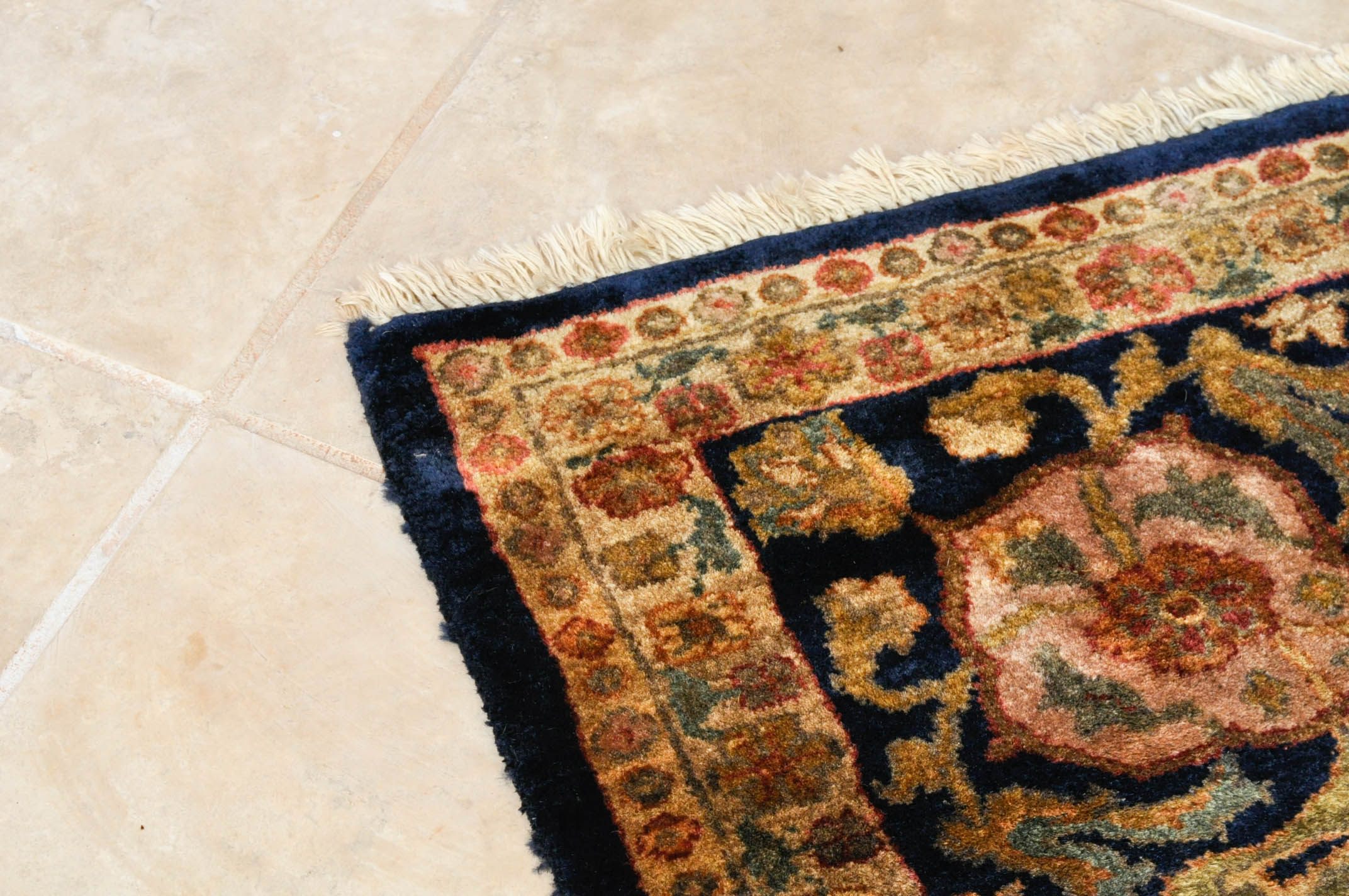 Hand-Knotted Silk or Art Silk Blend Persian-Style Area Rug