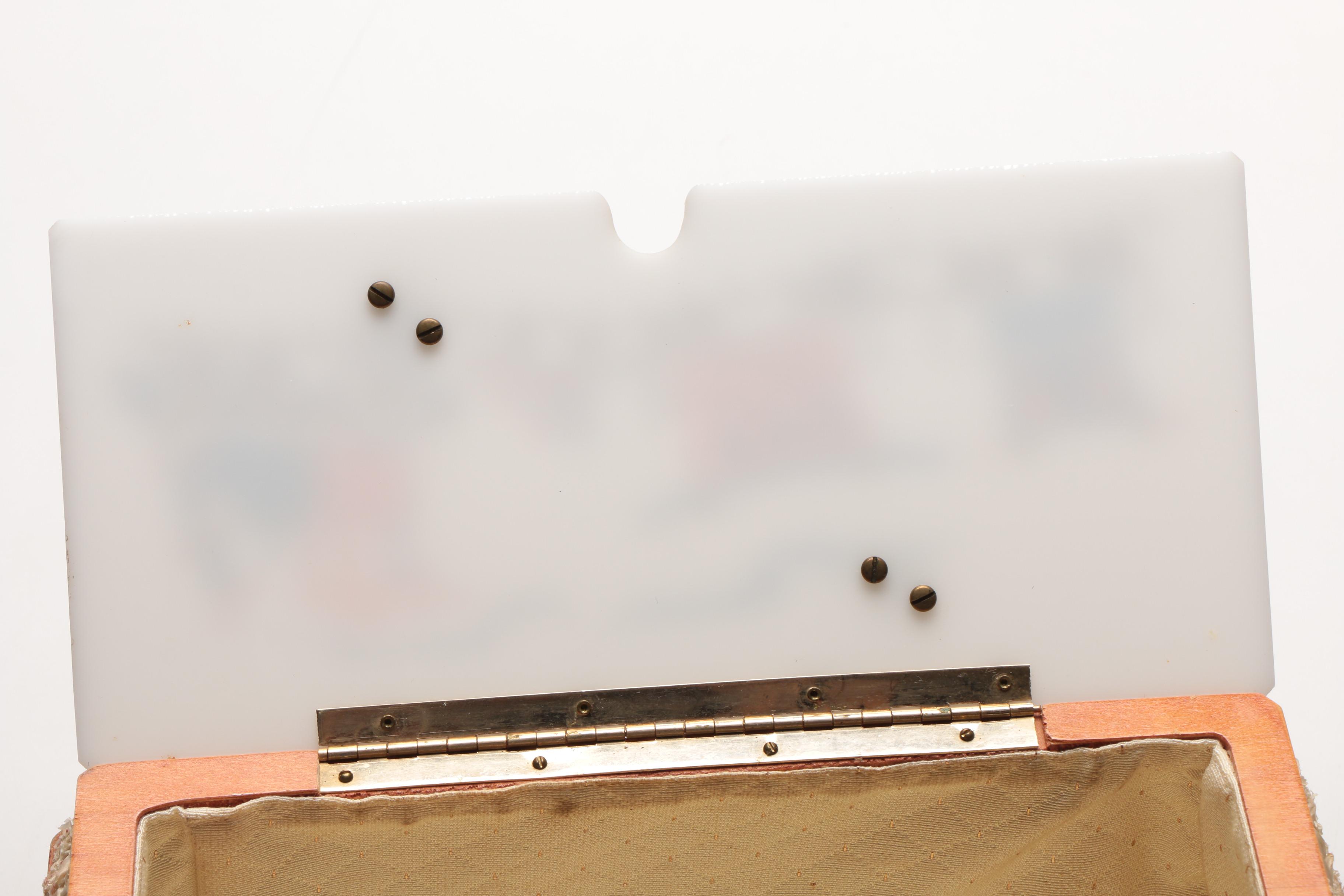 Circa 1950s Leslie of Miami Painted Woven Box Purse