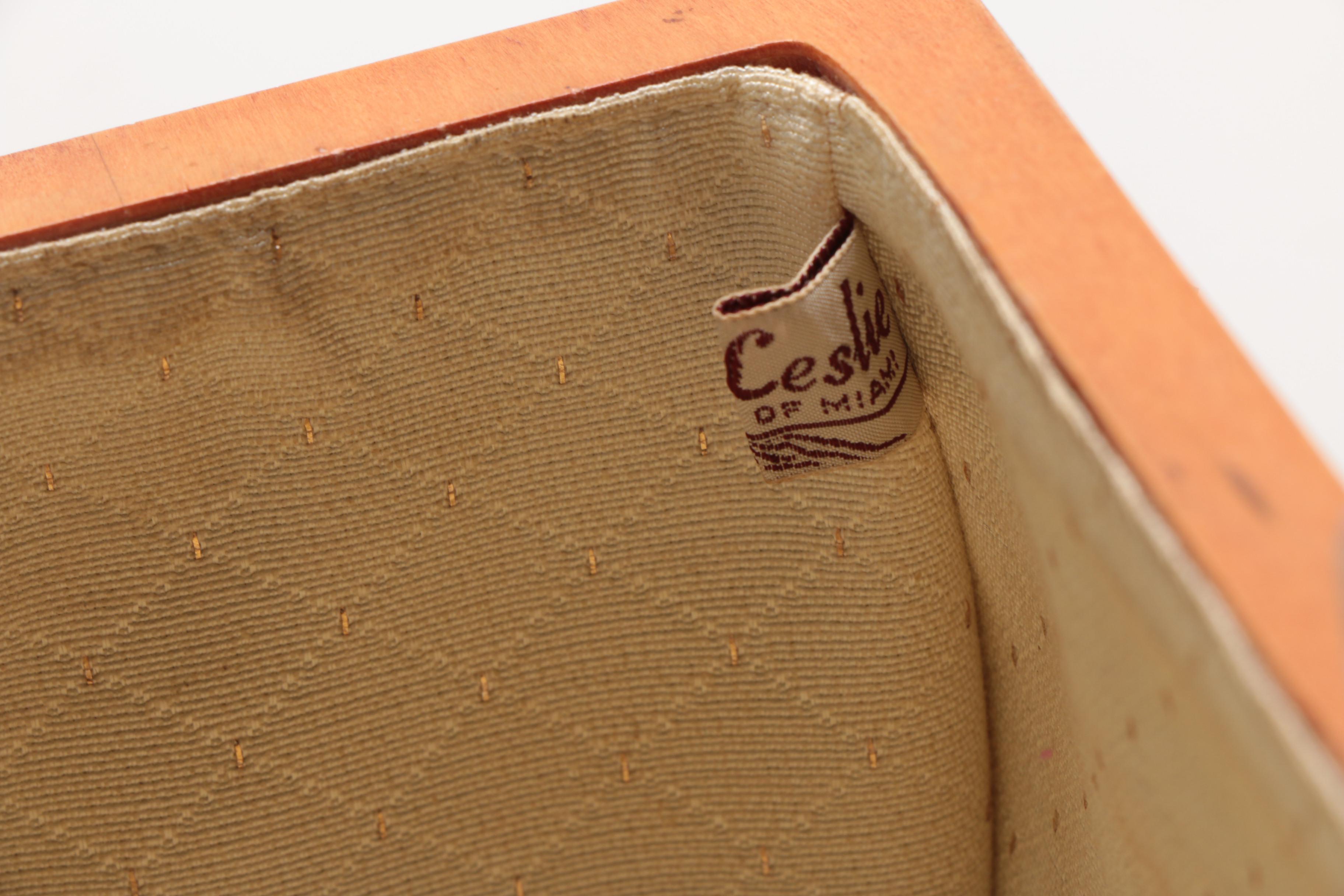 Circa 1950s Leslie of Miami Painted Woven Box Purse