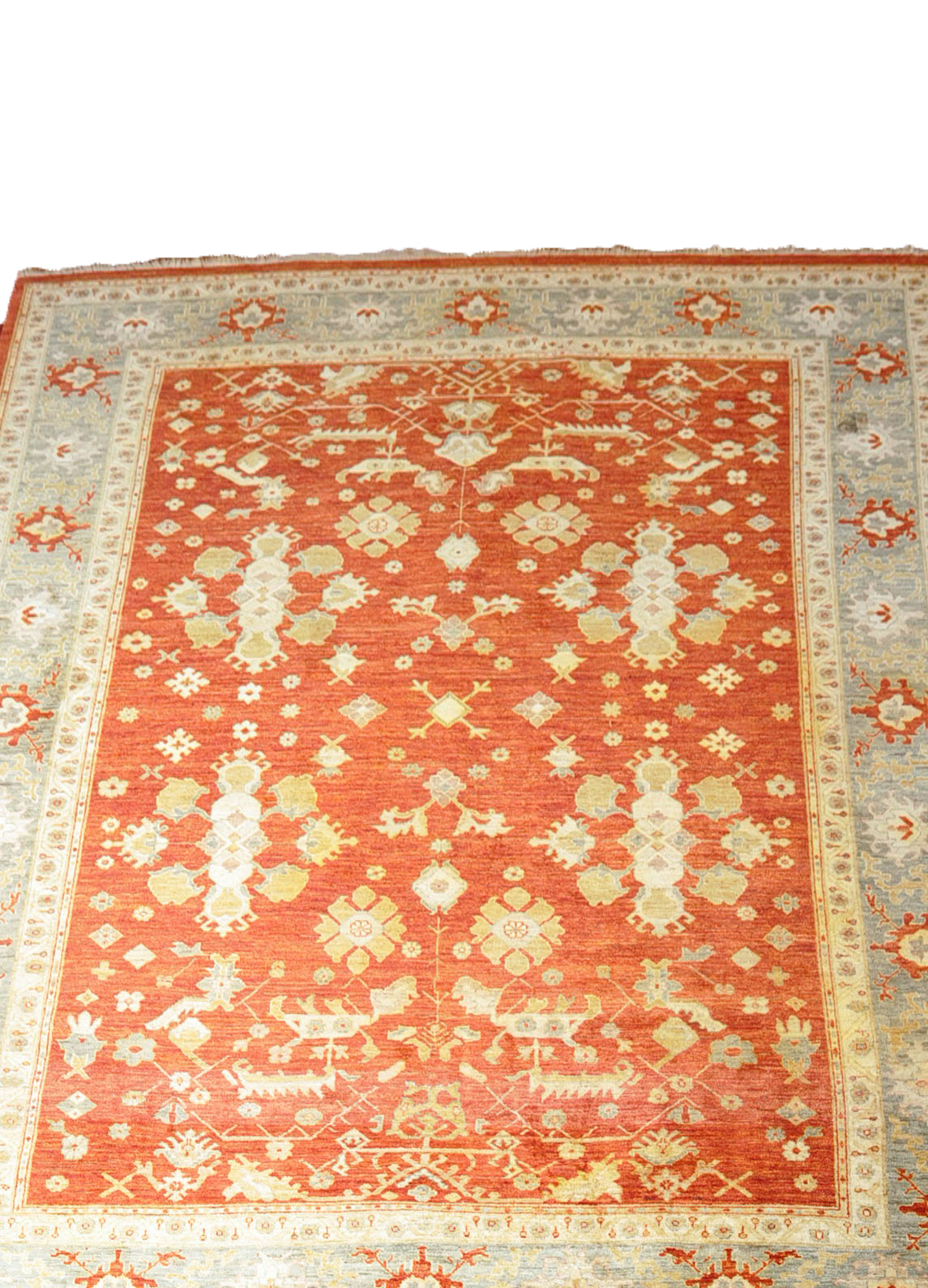 Hand-Knotted Turkish Oushak Area Rug