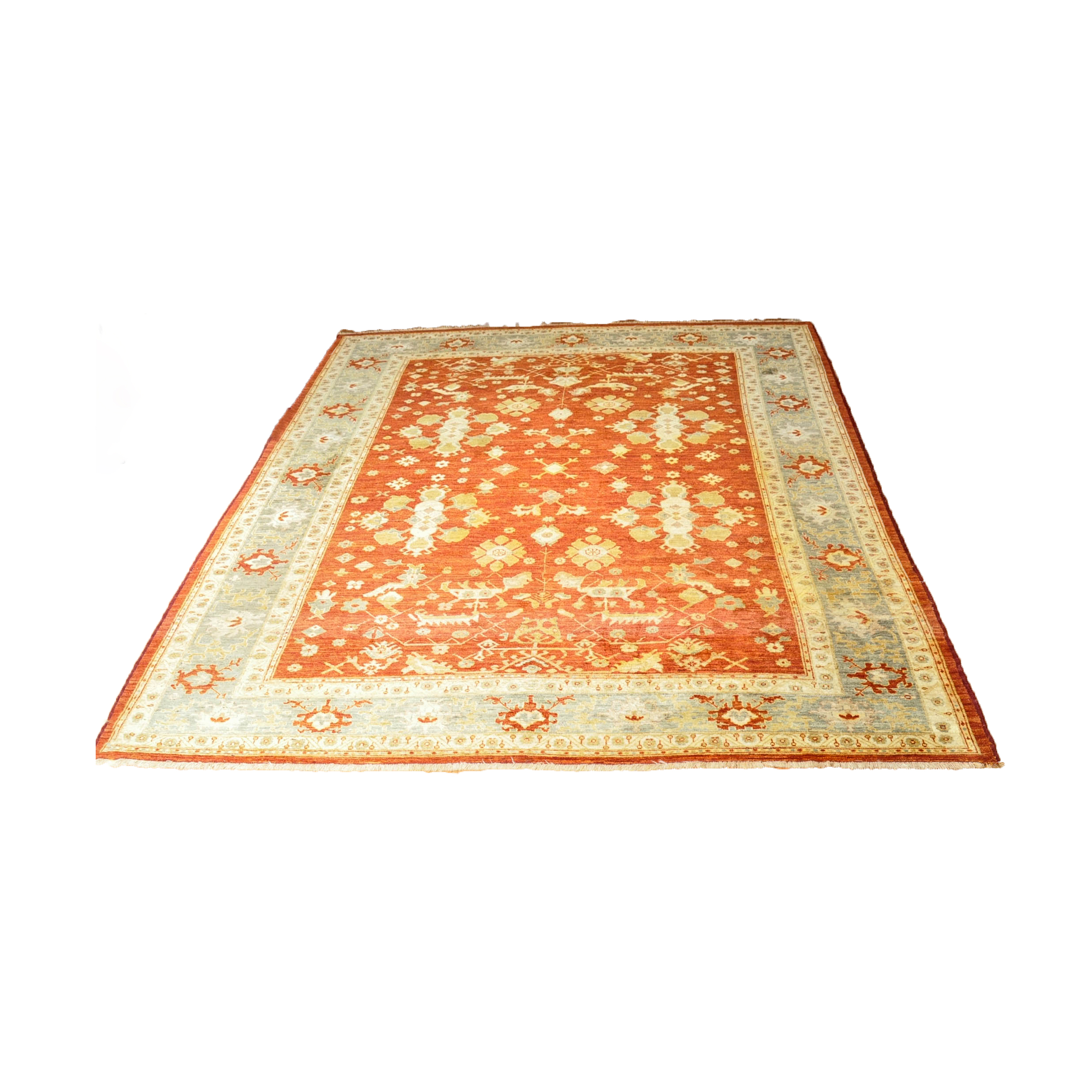 Hand-Knotted Turkish Oushak Area Rug