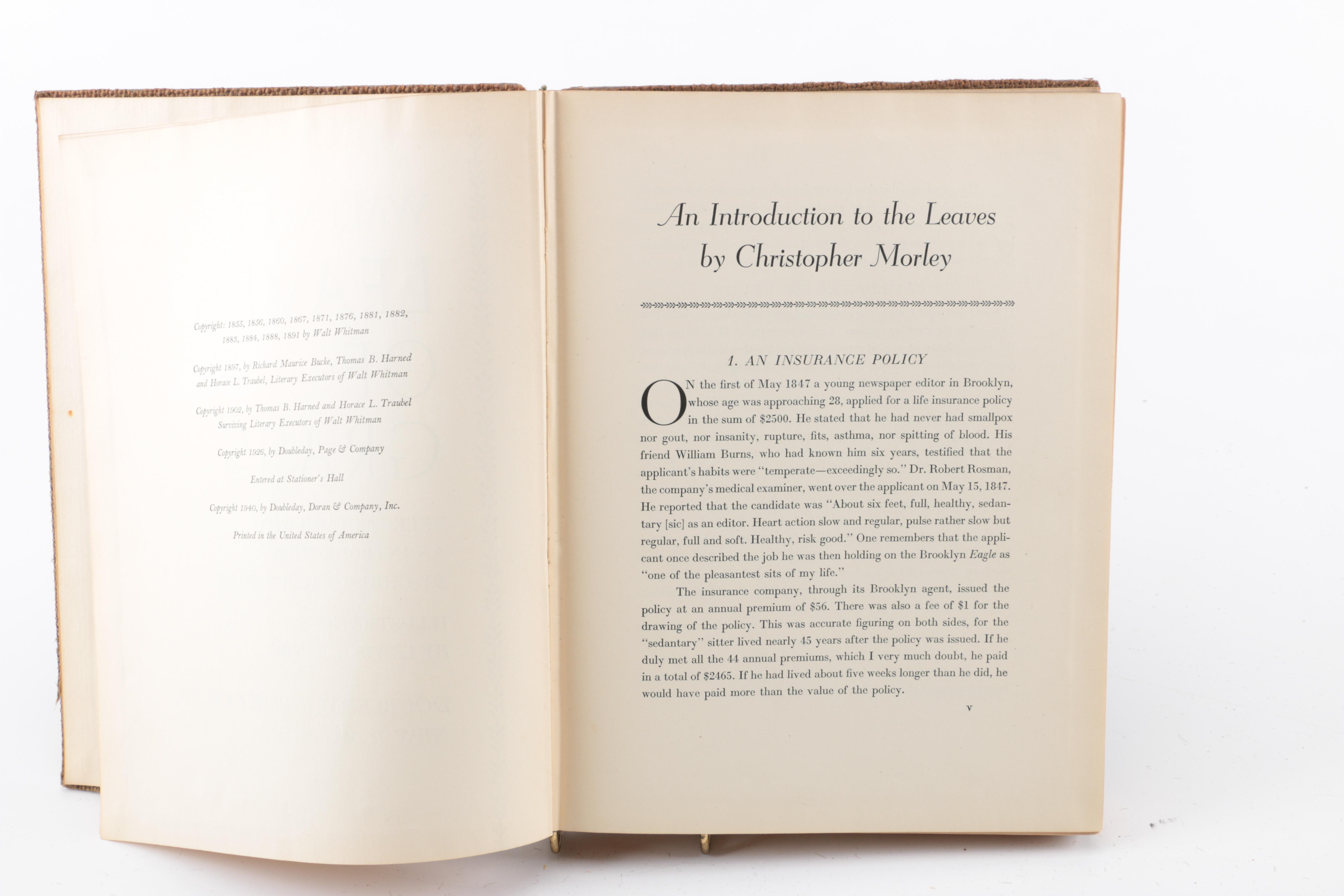 1940 Illustrated "Leaves of Grass" by Walt Whitman