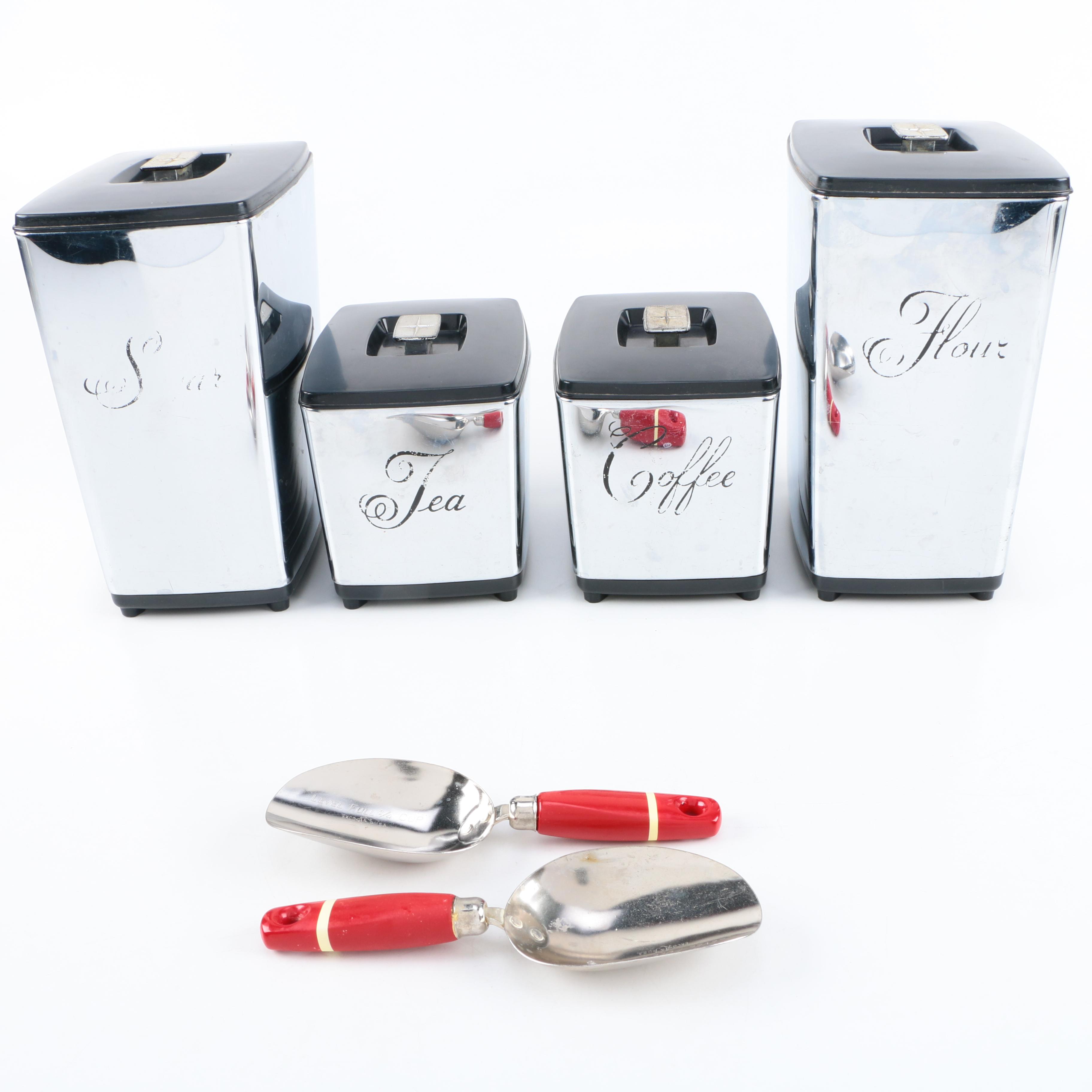 Vintage Stainless Steel Kitchen Canisters