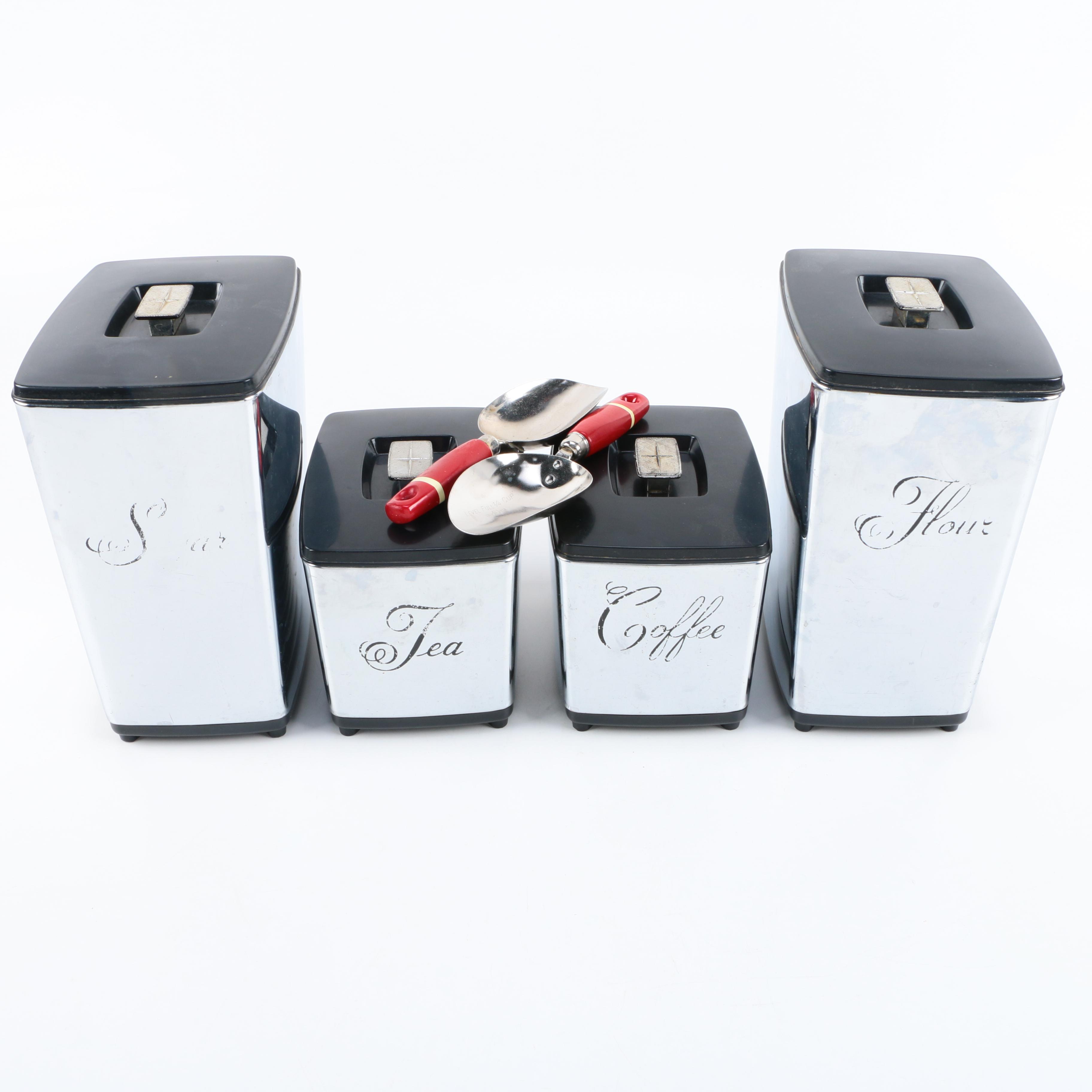 Vintage Stainless Steel Kitchen Canisters