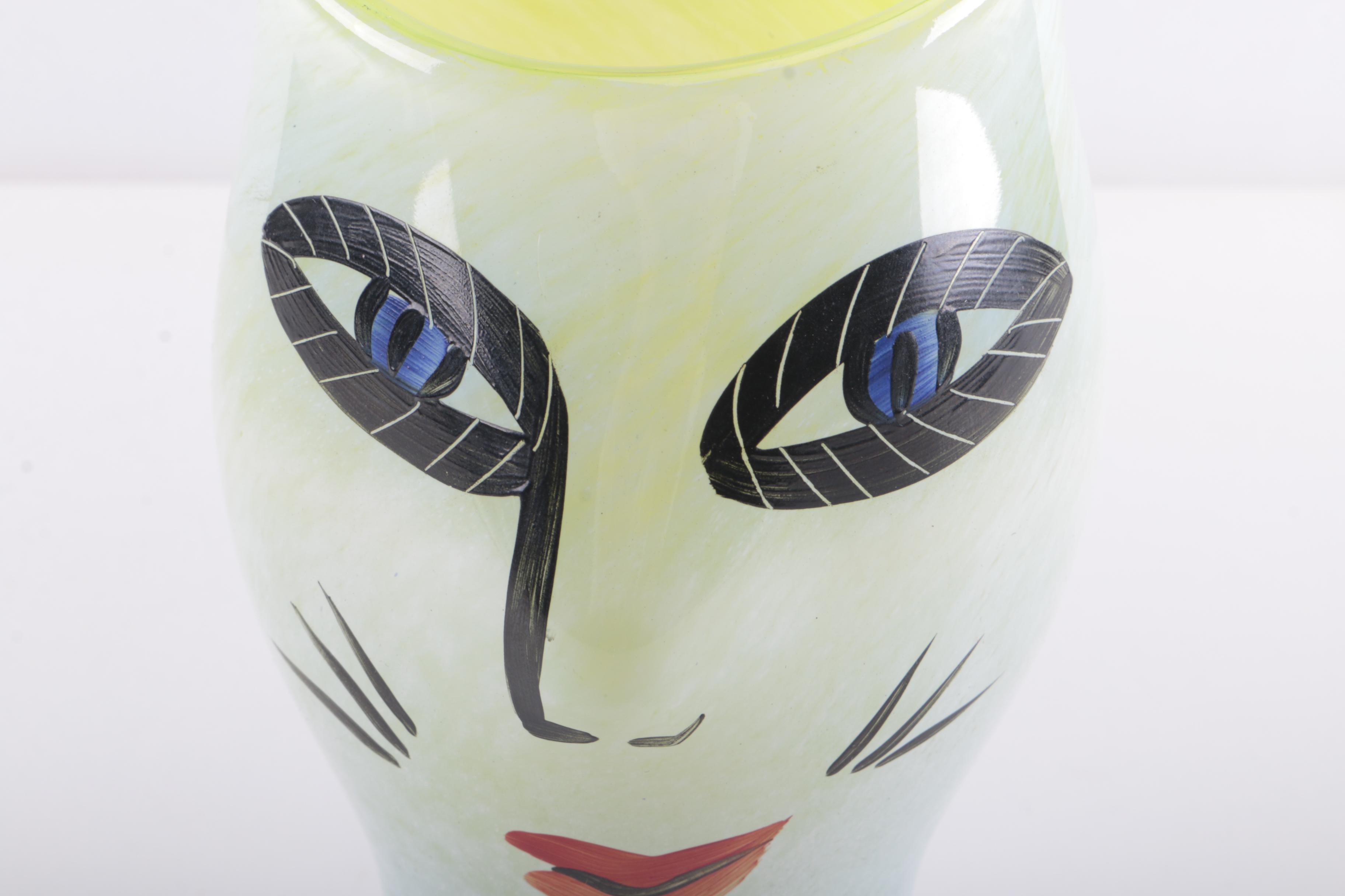 Kosta Boda Glass Cat Face Vase