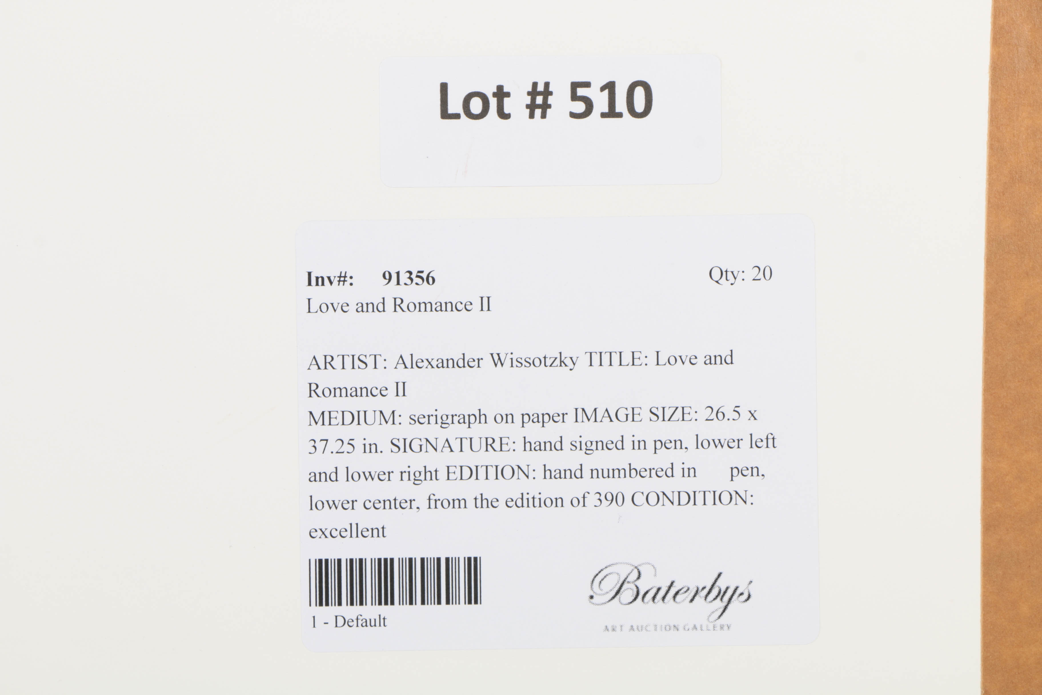 Tanya Wissotzky and Alexander Galtchansky Artist's Proof Limited Edition Serigraph on Paper "Love and Romance II"