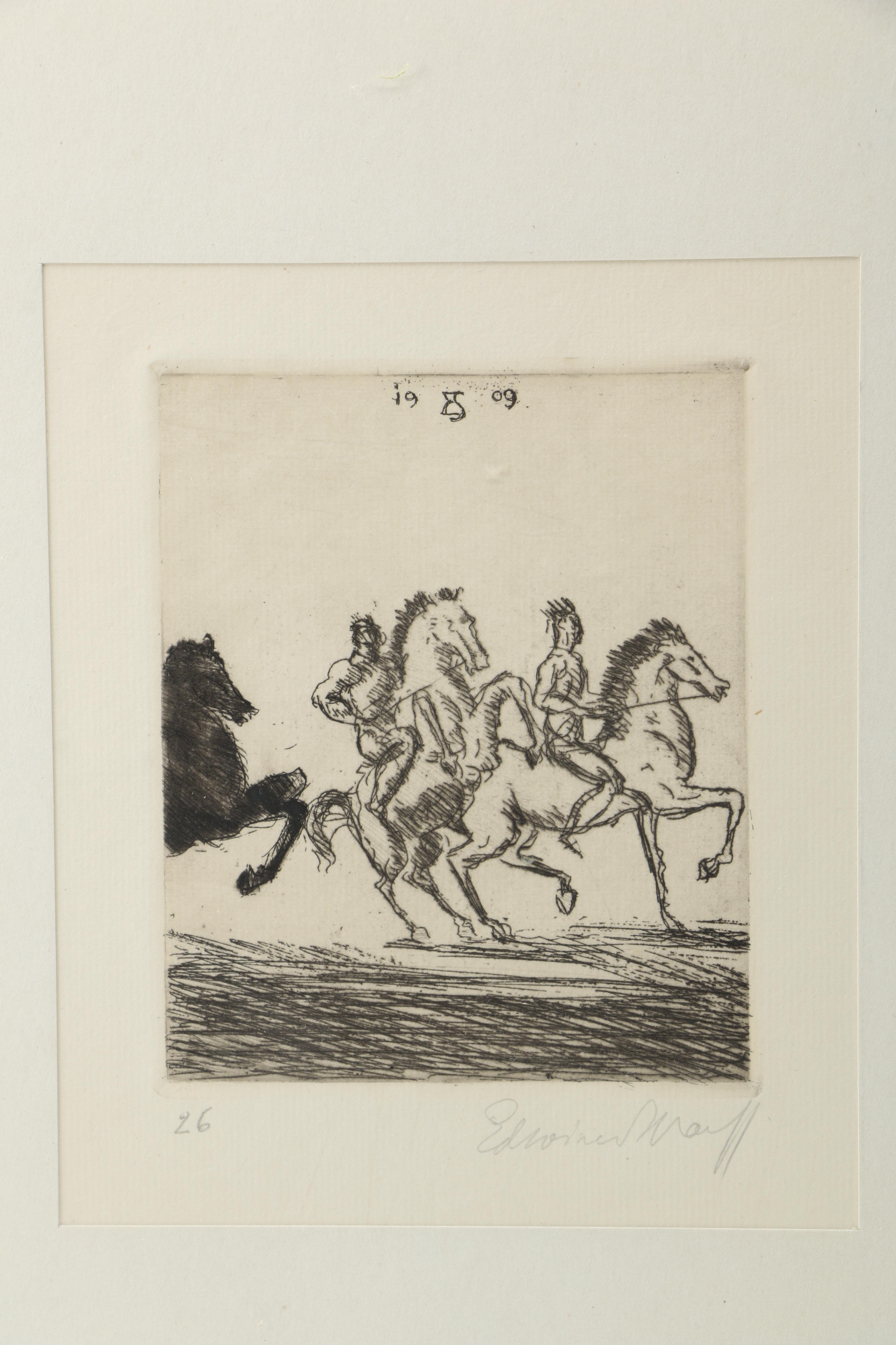 Edward Etching of Horses and Riders
