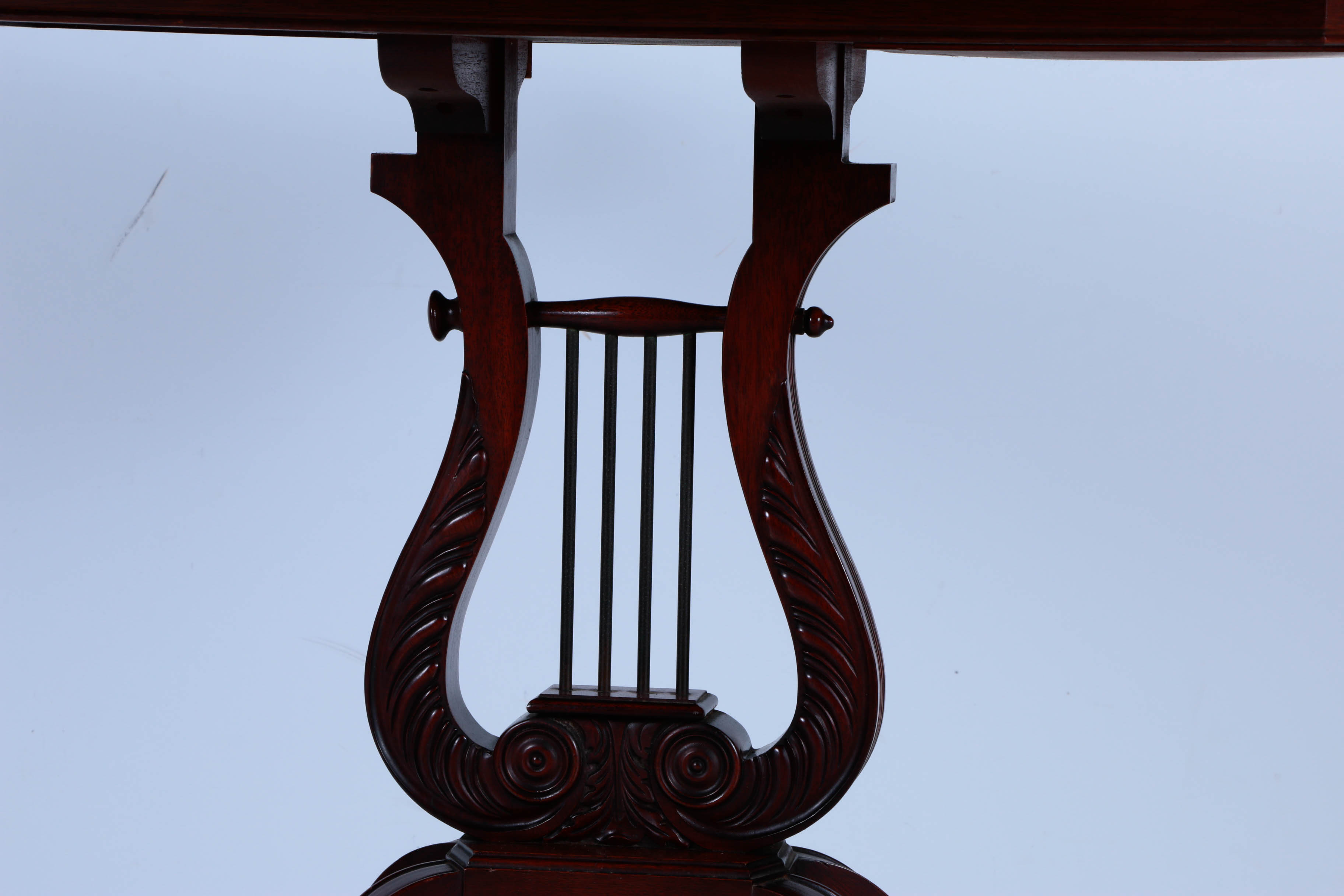 Duncan Phyfe Style Mahogany Lyre Pedestal Game Table