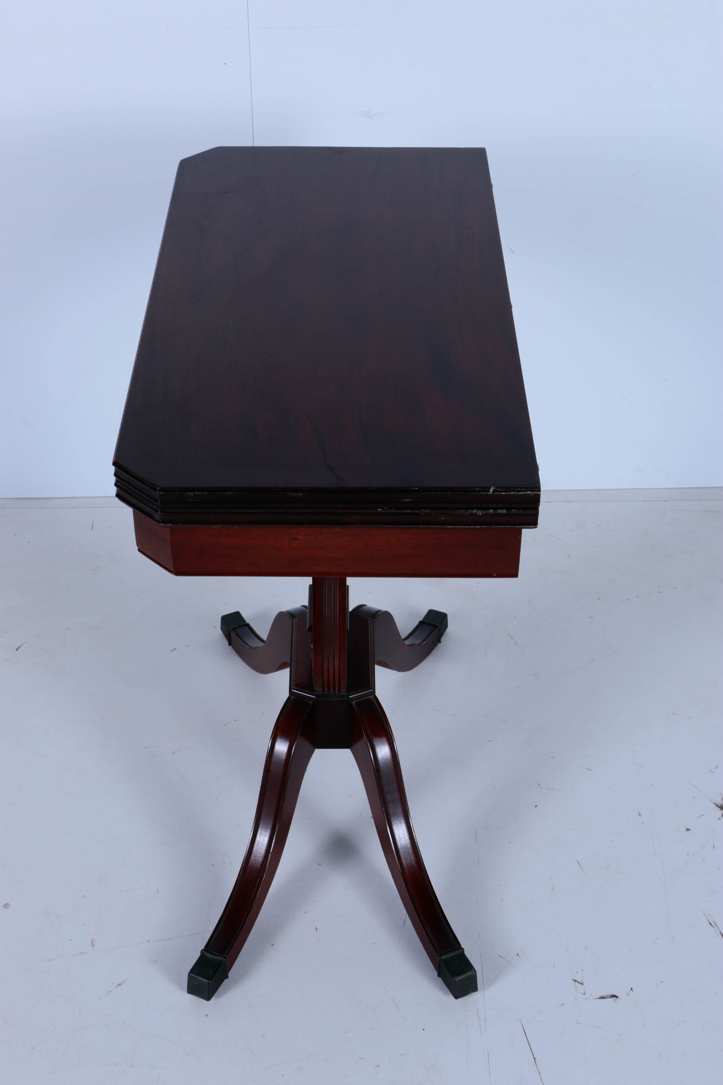 Duncan Phyfe Style Mahogany Lyre Pedestal Game Table