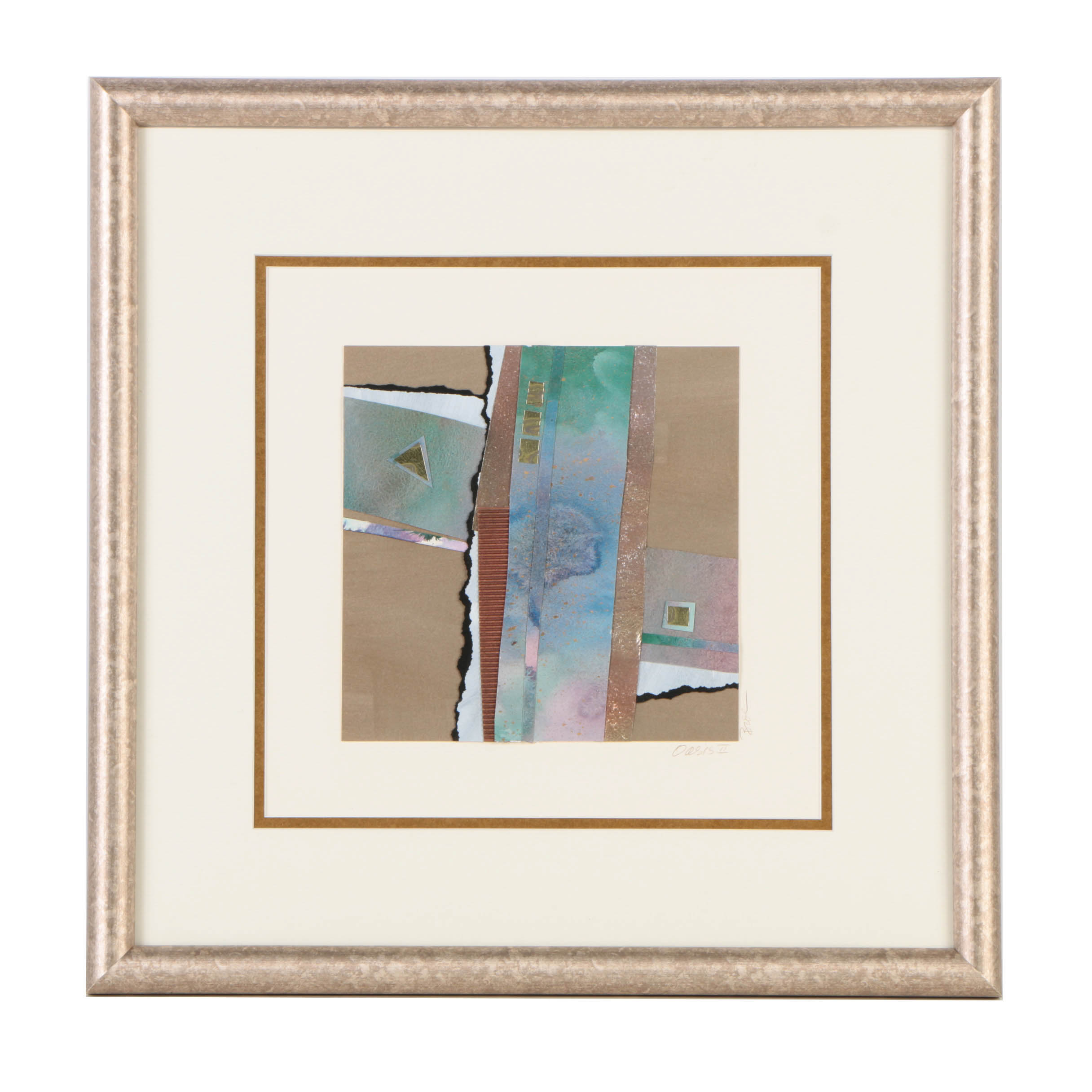 Joy Broe Mixed Media on Paper "Oasis 2"