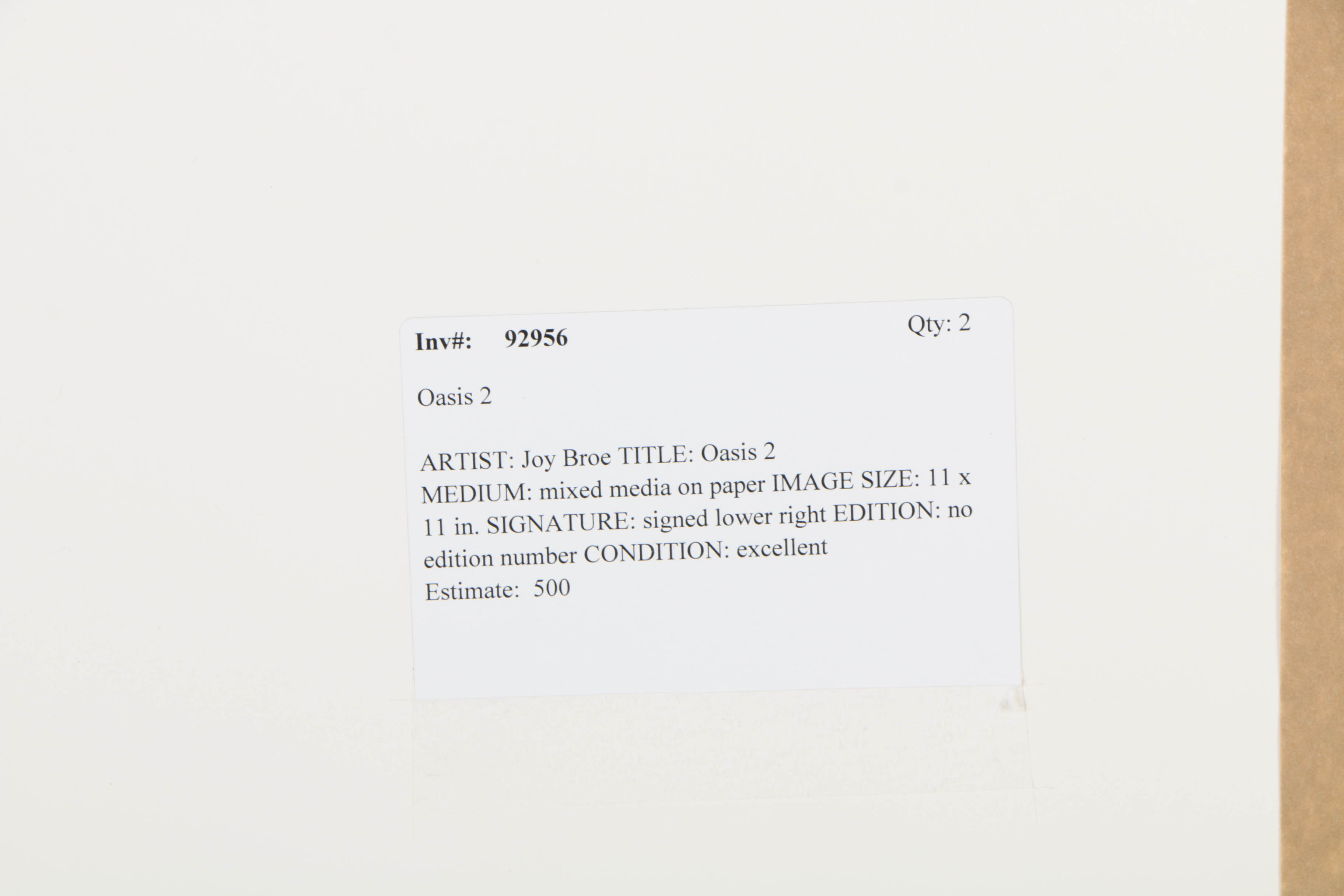 Joy Broe Mixed Media on Paper "Oasis 2"