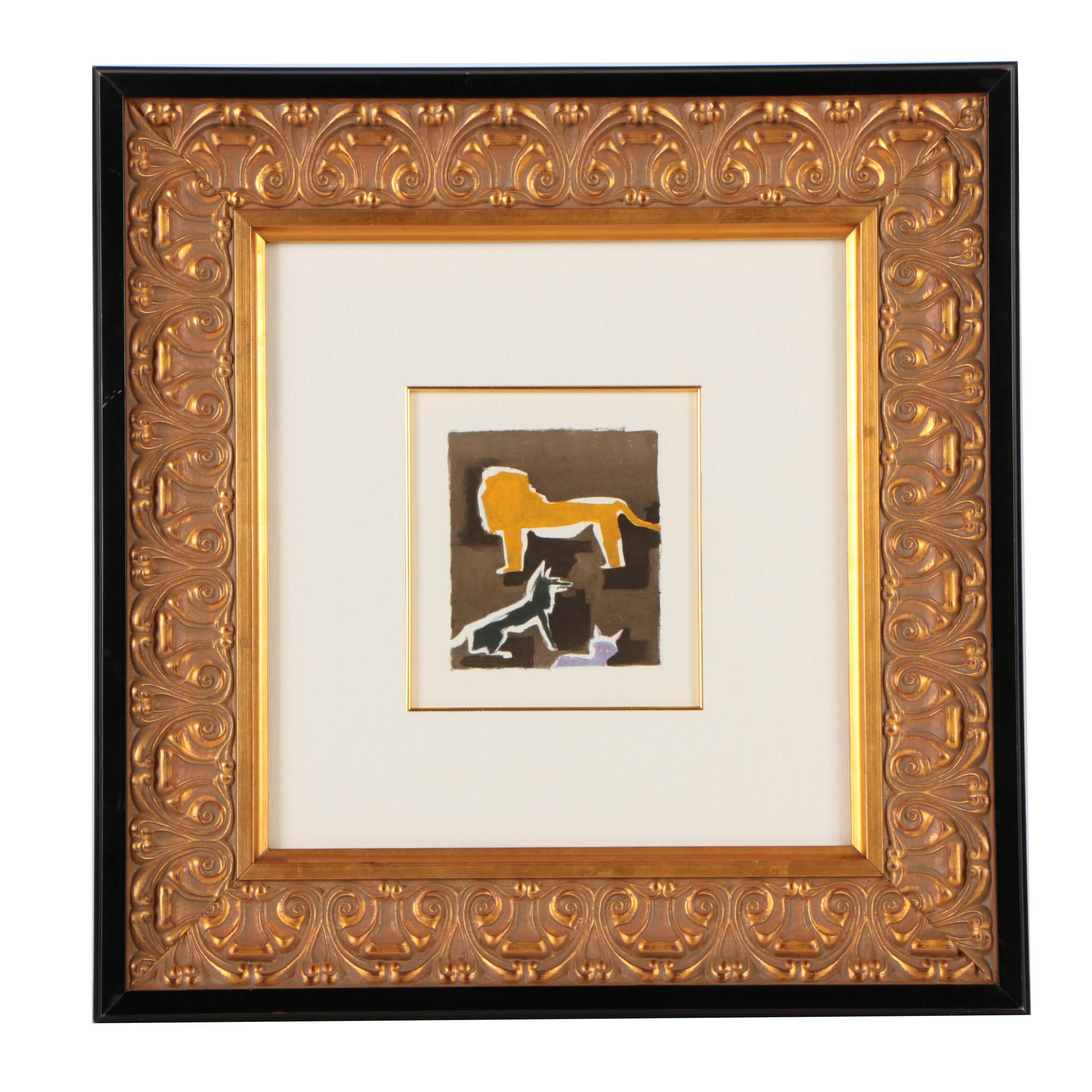 After Paul Colin Lithograph on Paper "Le Lion Le Loup Et Le Renard I"