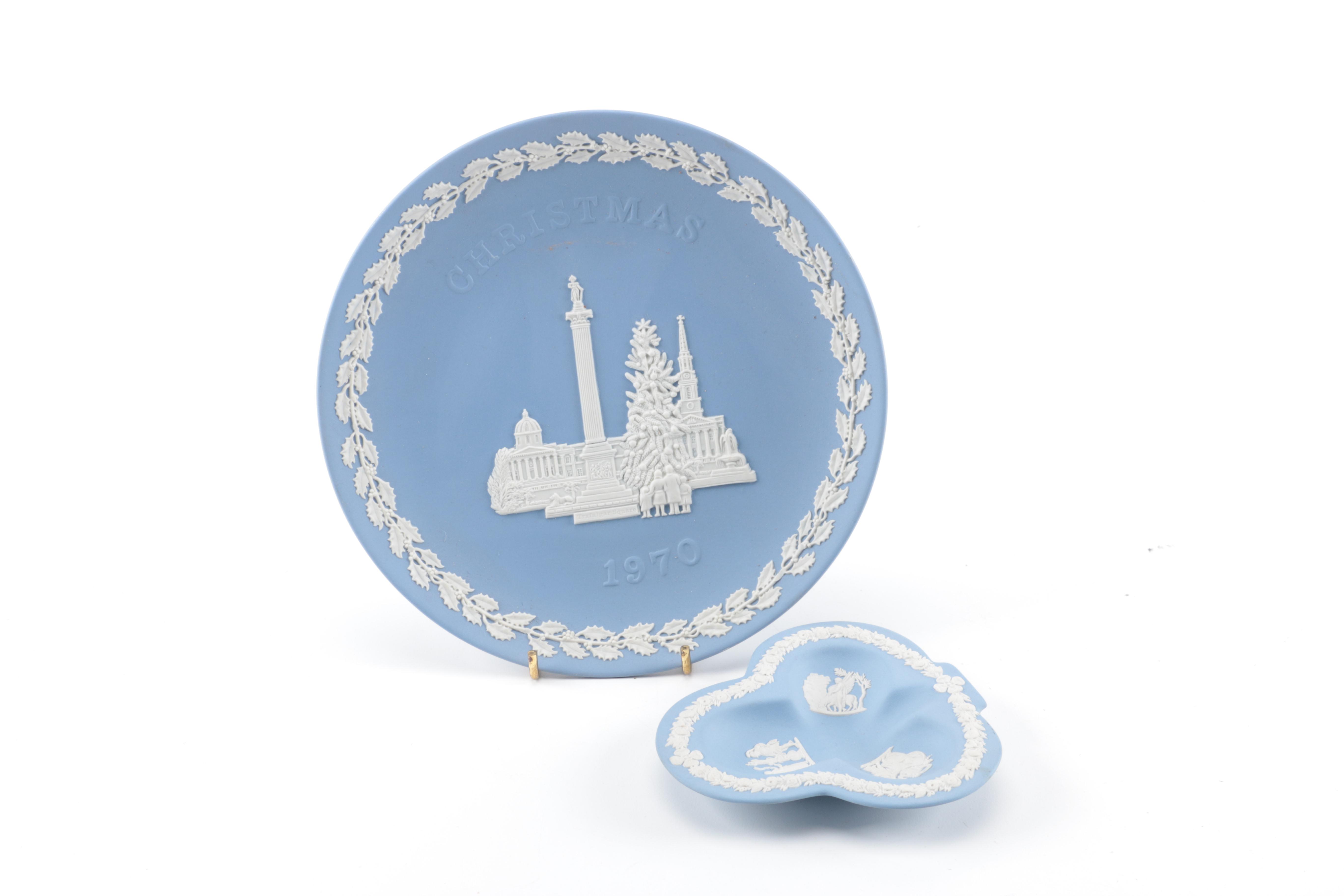 Wedgwood Blue Jasperware Bowl and Commemorative Plate