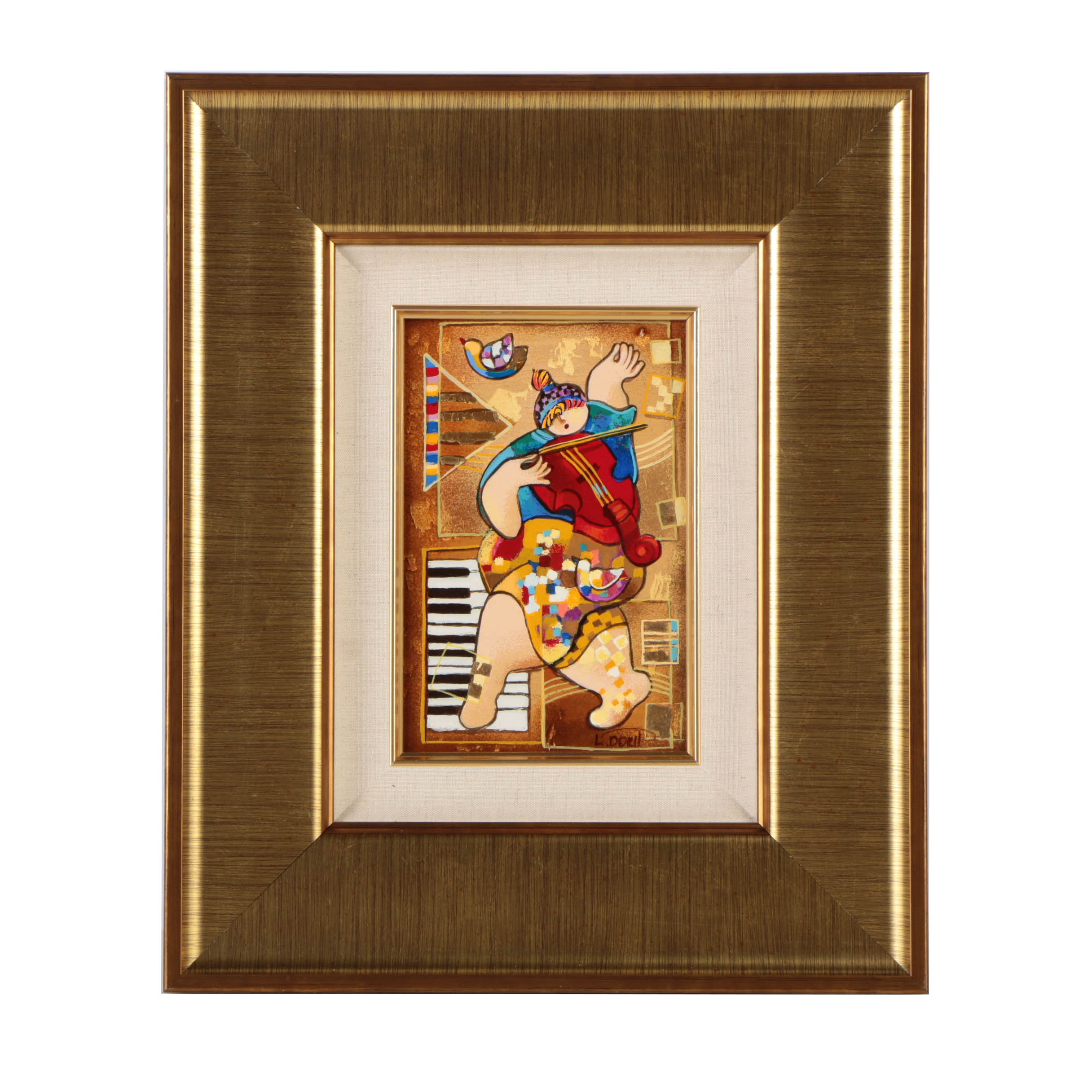 Dorit Levi Limited Edition Serigraph Print on Wood "Dancing on Bars"