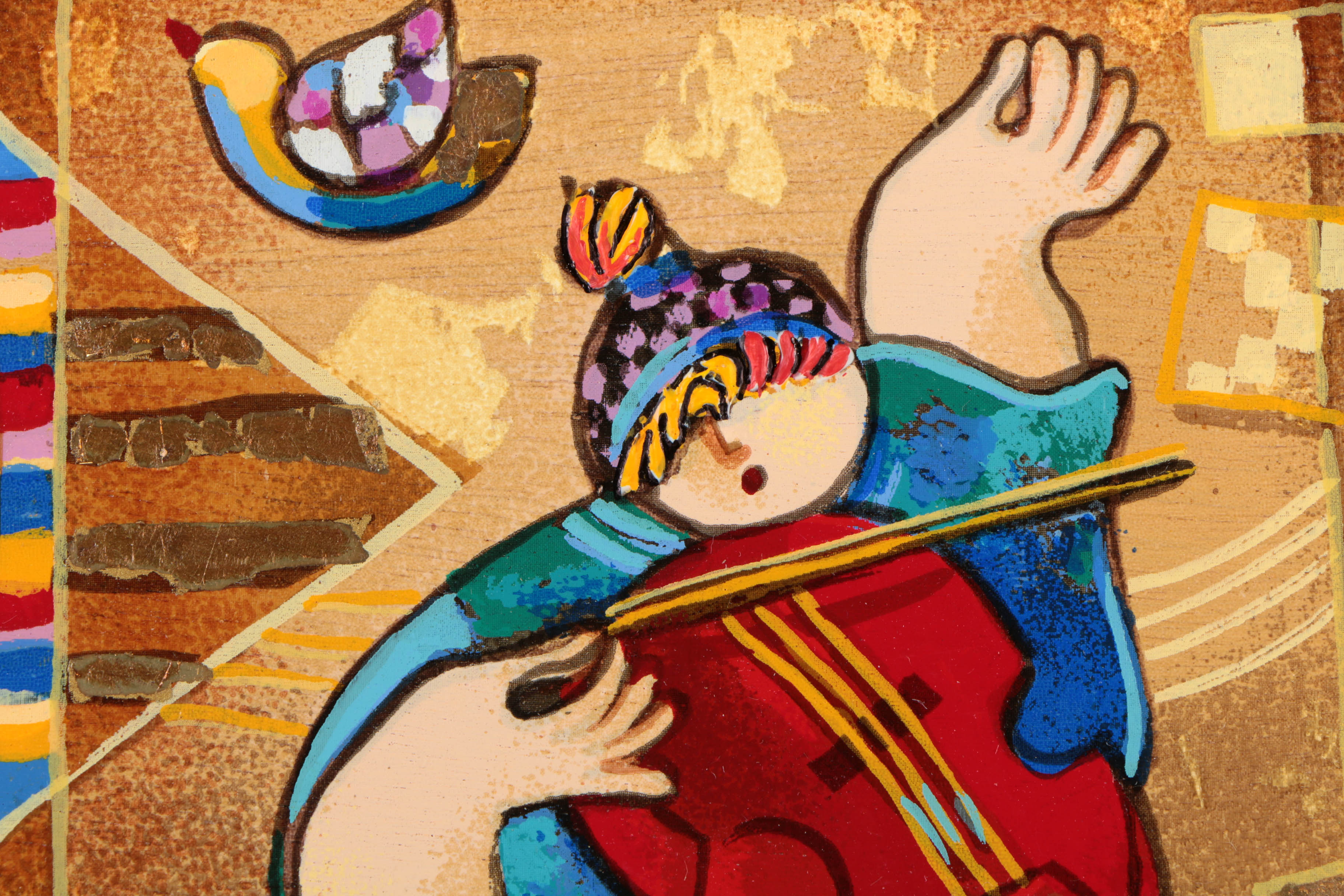 Dorit Levi Limited Edition Serigraph Print on Wood "Dancing on Bars"