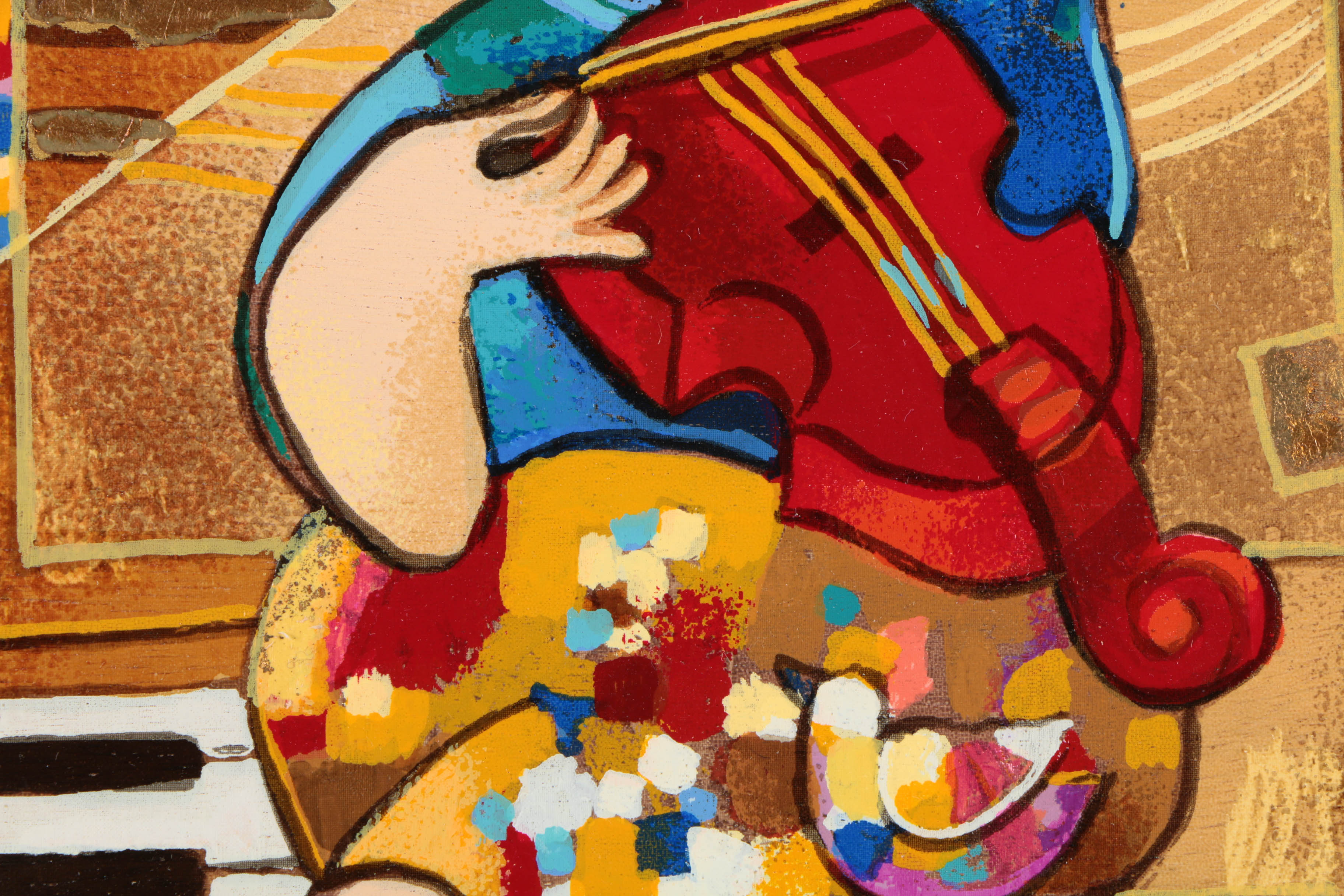 Dorit Levi Limited Edition Serigraph Print on Wood "Dancing on Bars"