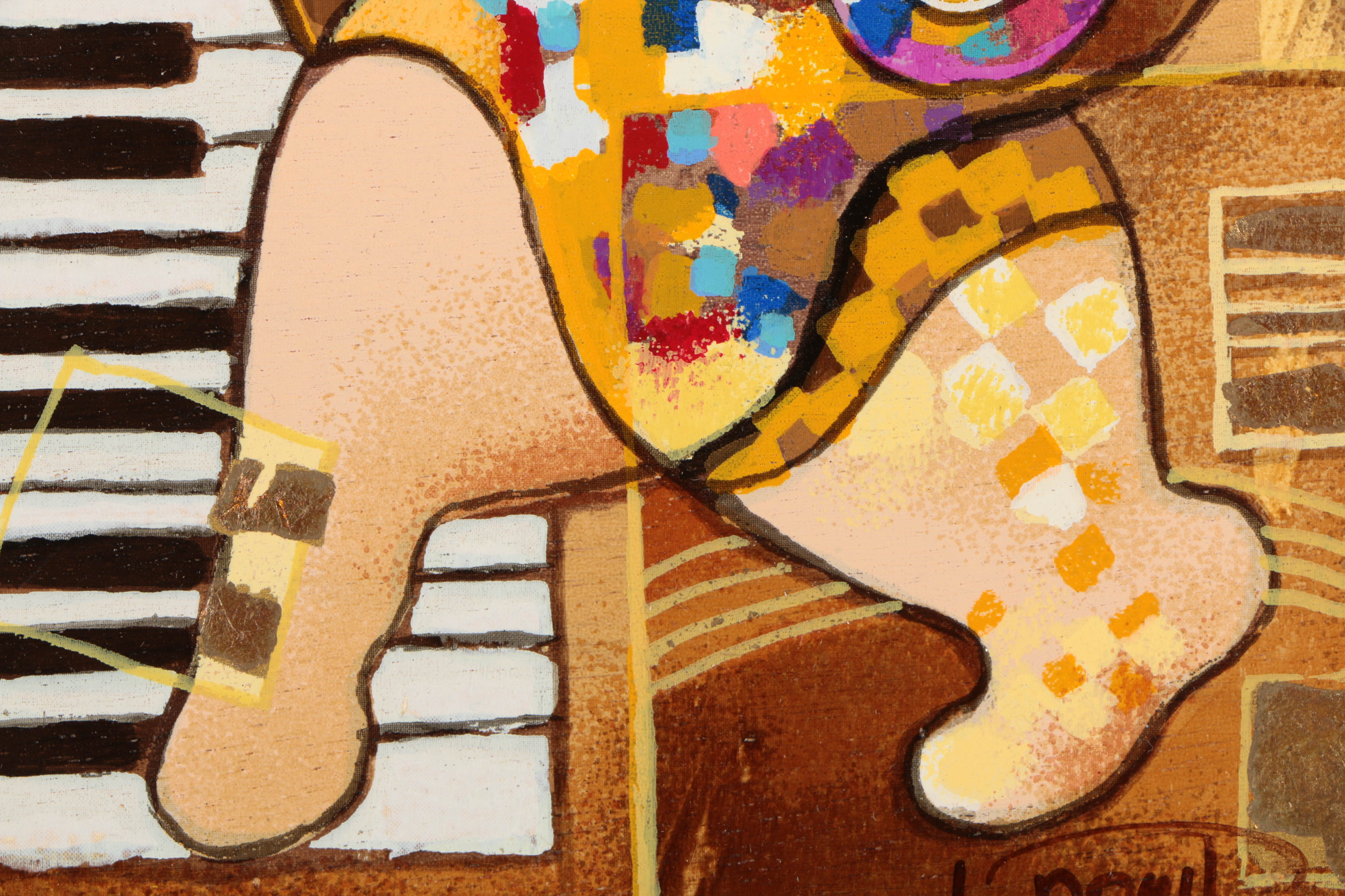 Dorit Levi Limited Edition Serigraph Print on Wood "Dancing on Bars"