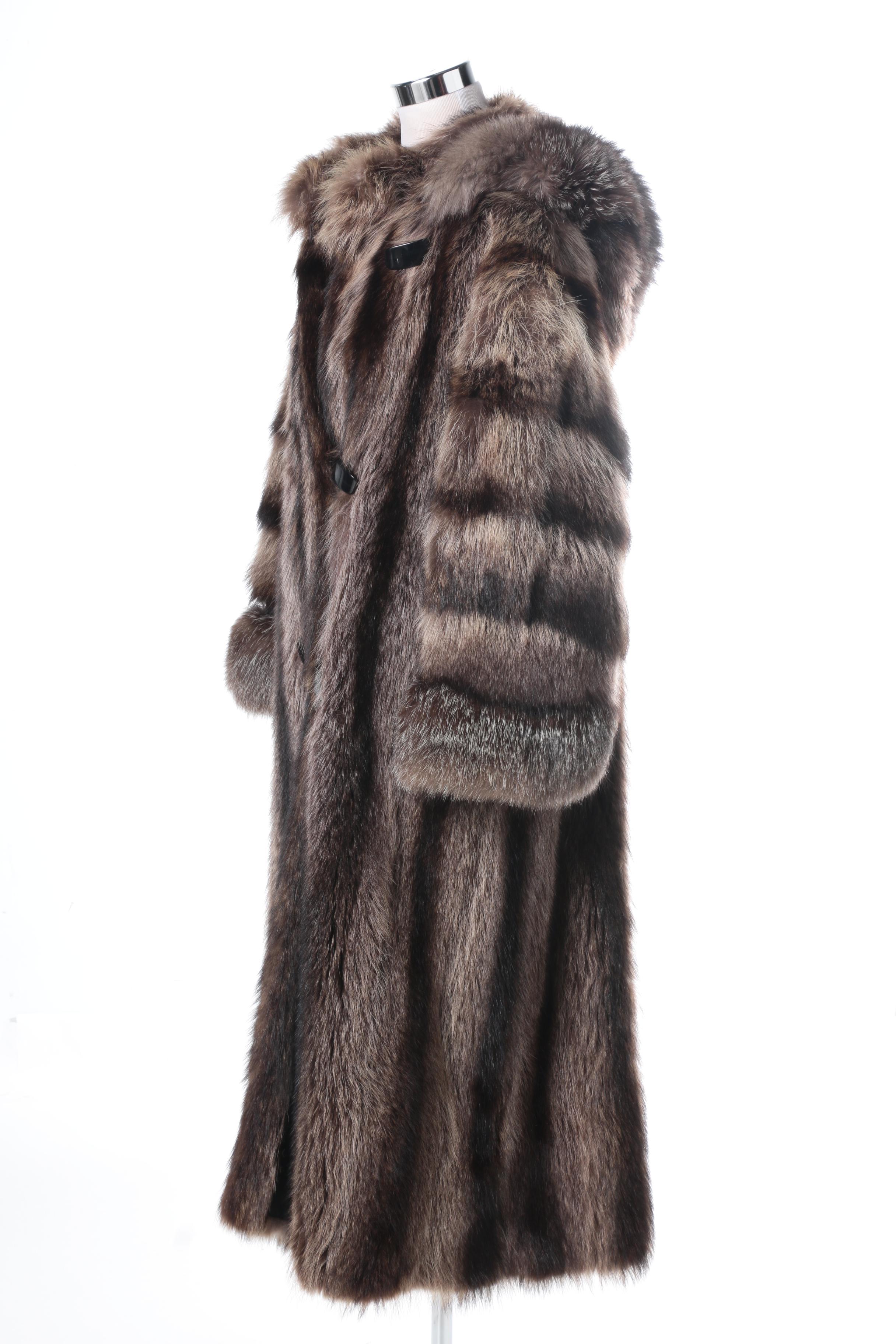 Women's Mirrow's Furs Raccoon Fur Dress Coat