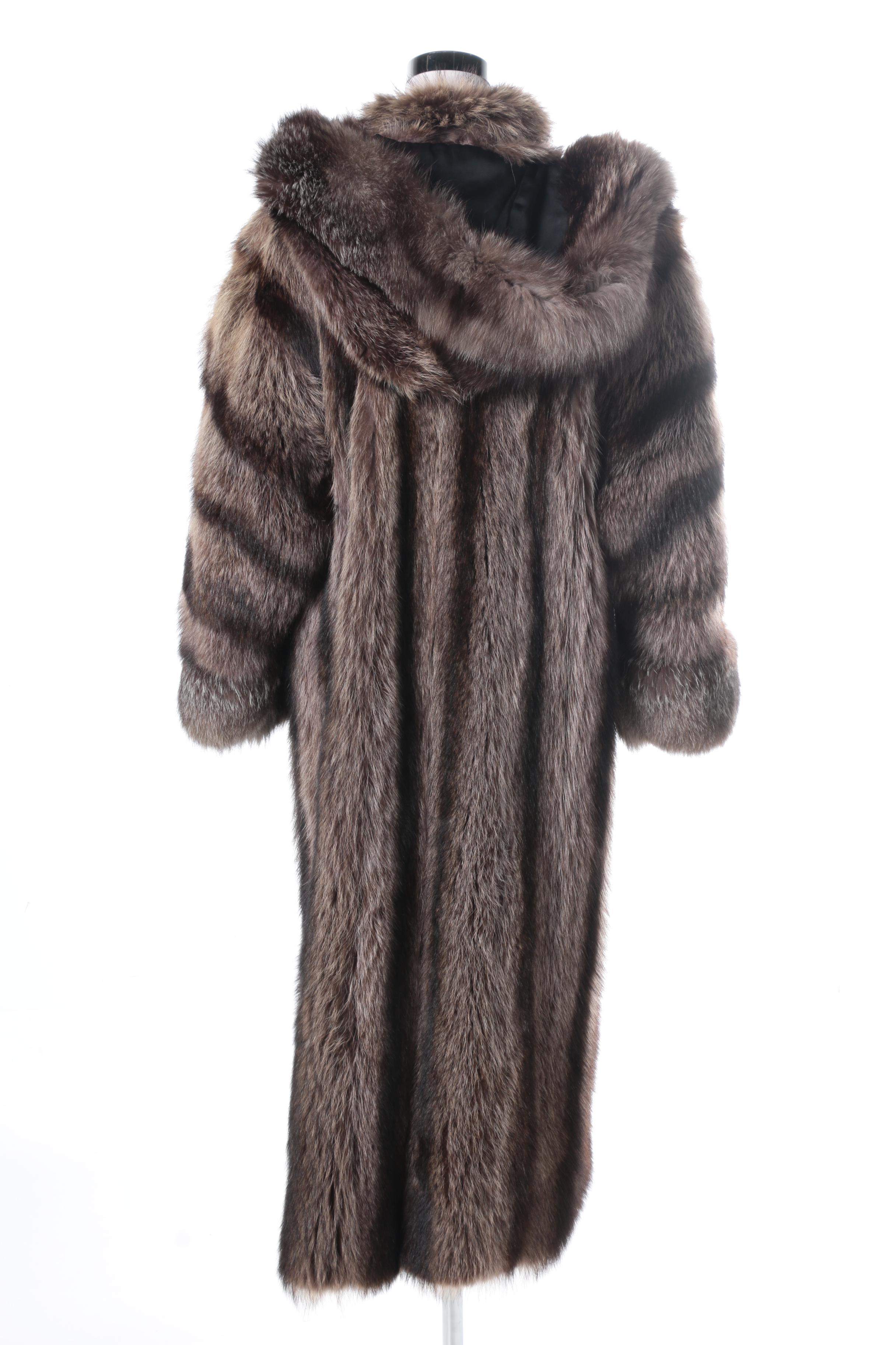 Women's Mirrow's Furs Raccoon Fur Dress Coat