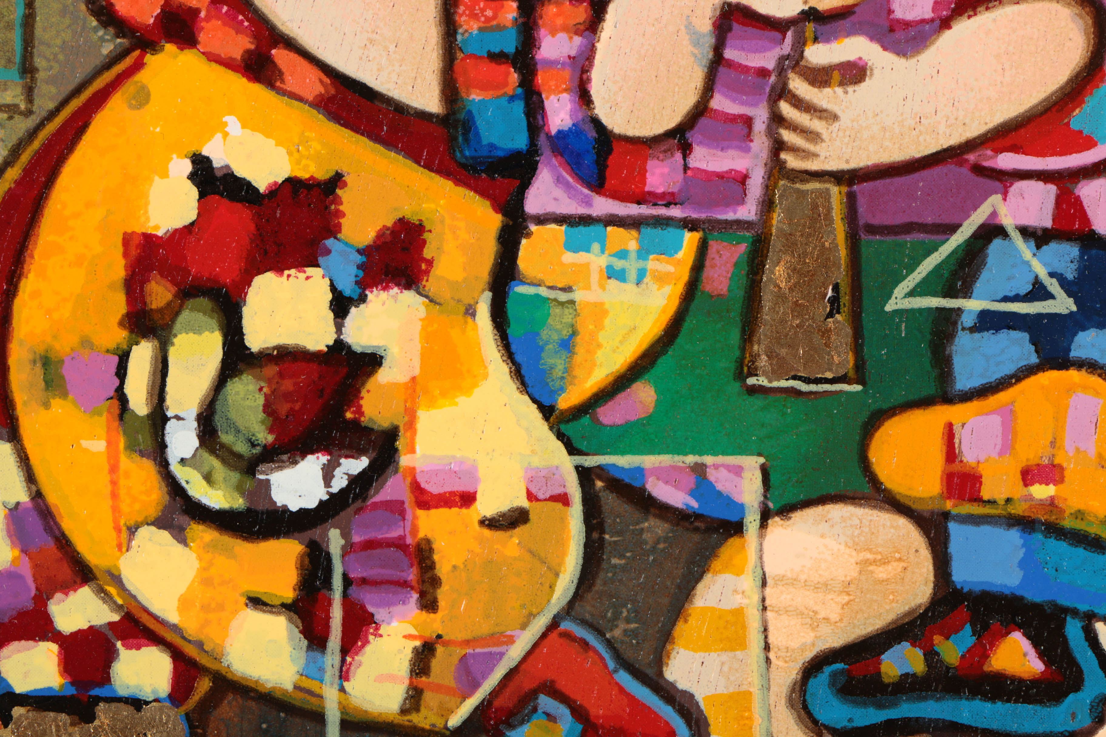 Dorit Levi Limited Edition Serigraph Print on Wood "The Trio of The Night"